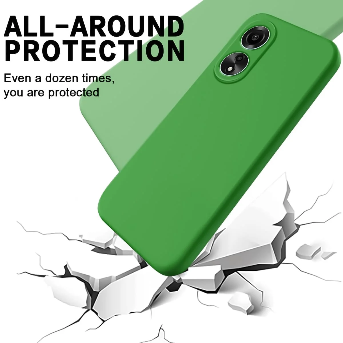 DL3 Mobilak Soft Silicone Protective Case for OPPO A18 with Microfiber Lining and Shockproof Design - Neon Green