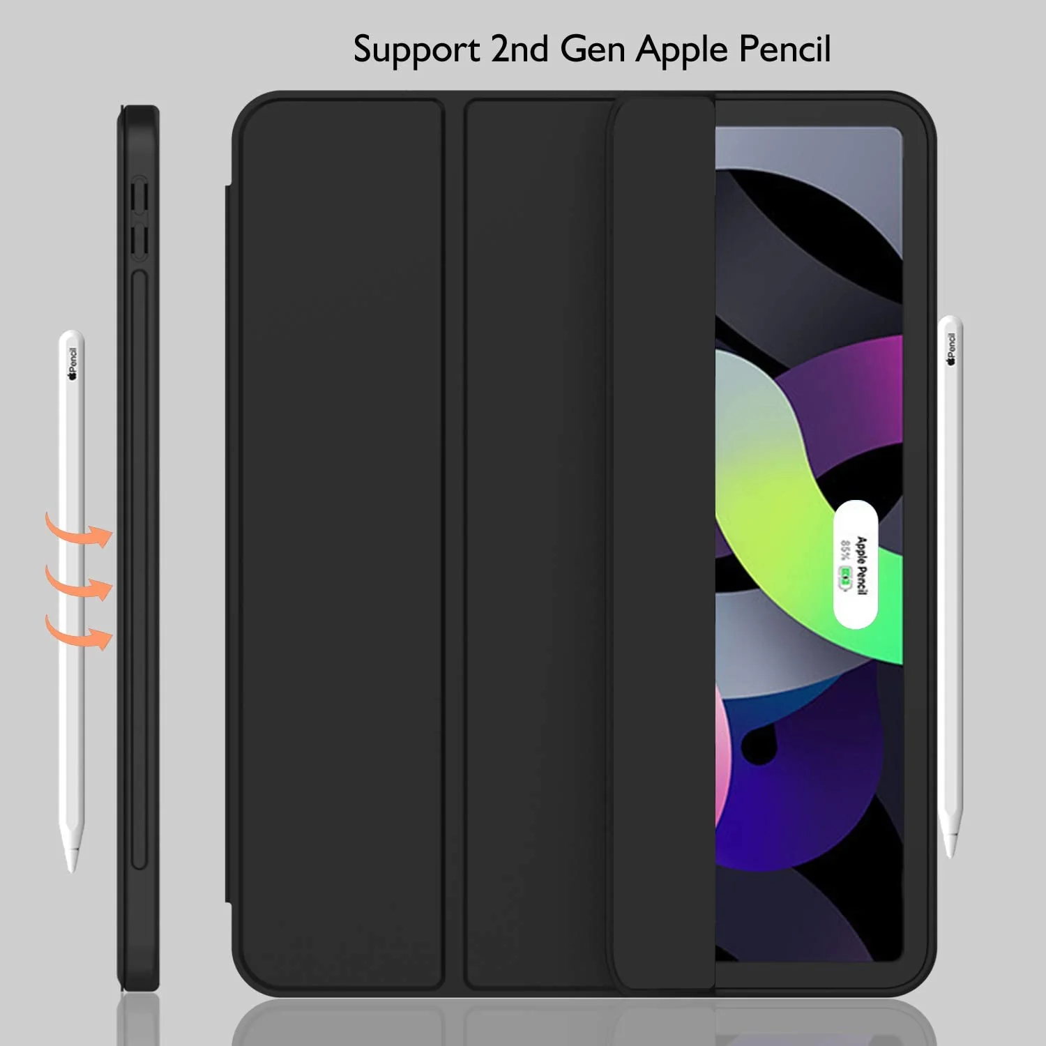 DL3 Mobilak iPad Air 11-Inch M2 (2024), iPad Air 5/4 (2022/2020 5th/4th 10.9-Inch) Case with Pencil Holder Full Body Protection + Charging Support Compatible with Apple Pencil (2nd generation) and - Black