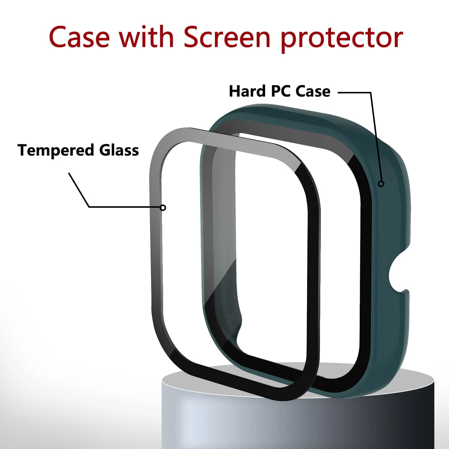 DL3 Mobilak Protective Case Compatible with Amazfit GTS 2 Mini 9H Hardness PC Case Bumper Full Slim Protective Cover with Tempered Glass For Amazfit GTS2 Mini - Green