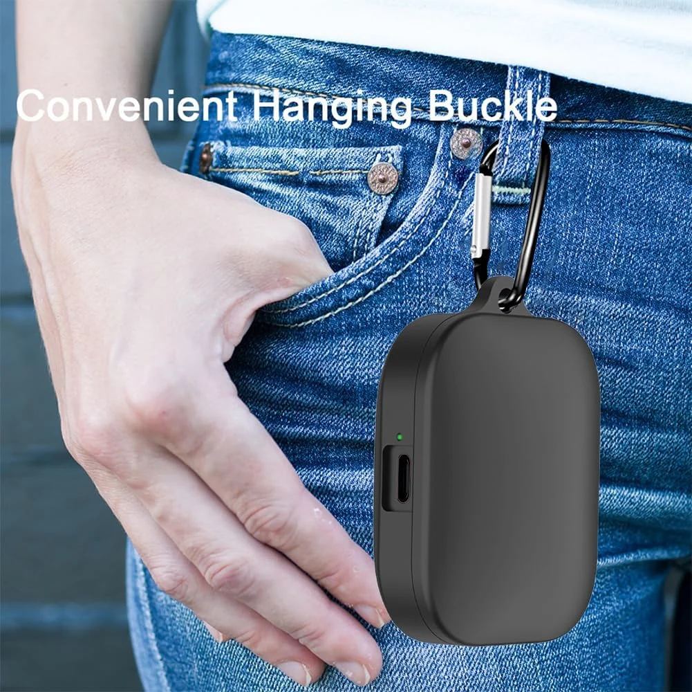 DL3 Mobilak Compatible with Xiaomi Redmi Buds 5 Case Cover, Soft Silicone Shockproof Protective Skin Case for Xiaomi Redmi Buds 5 Wireless Earbuds with Carabiner - Black