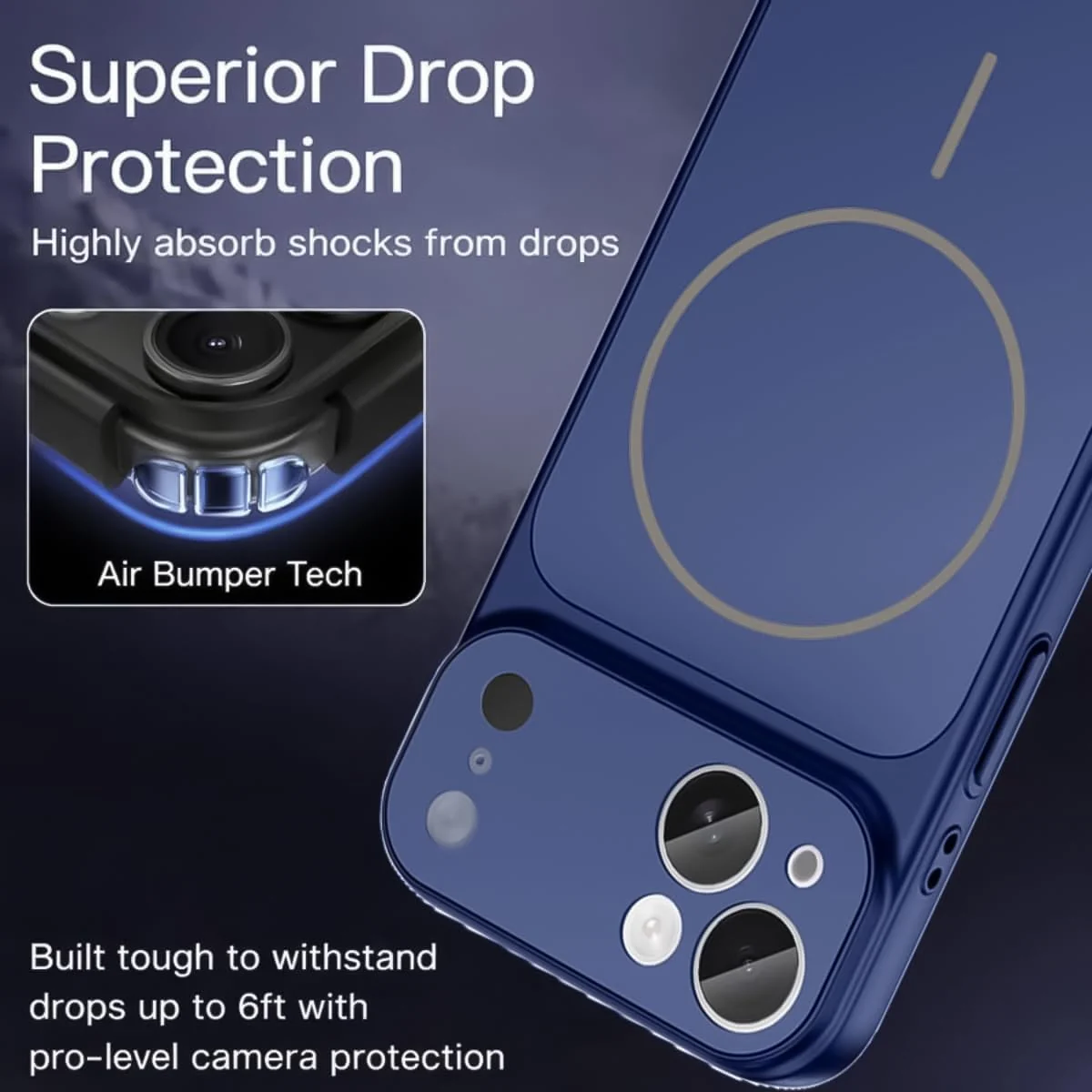 DL3 Mobilak MagSafe-Compatible Magnetic Case for iPhone 13, iPhone 14 with Camera Protection and Shockproof Design - Blue