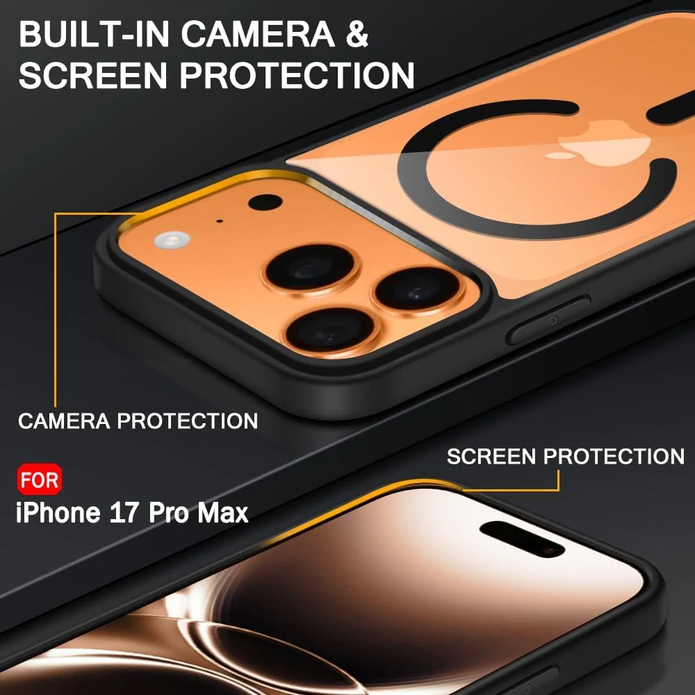 DL3 Mobilak Translucent Matte Case for iPhone 17 Pro Max Compatible with, Compatible with MagSafe accessories, Shock-absorbing protection, Scratch-resistant surface - Black