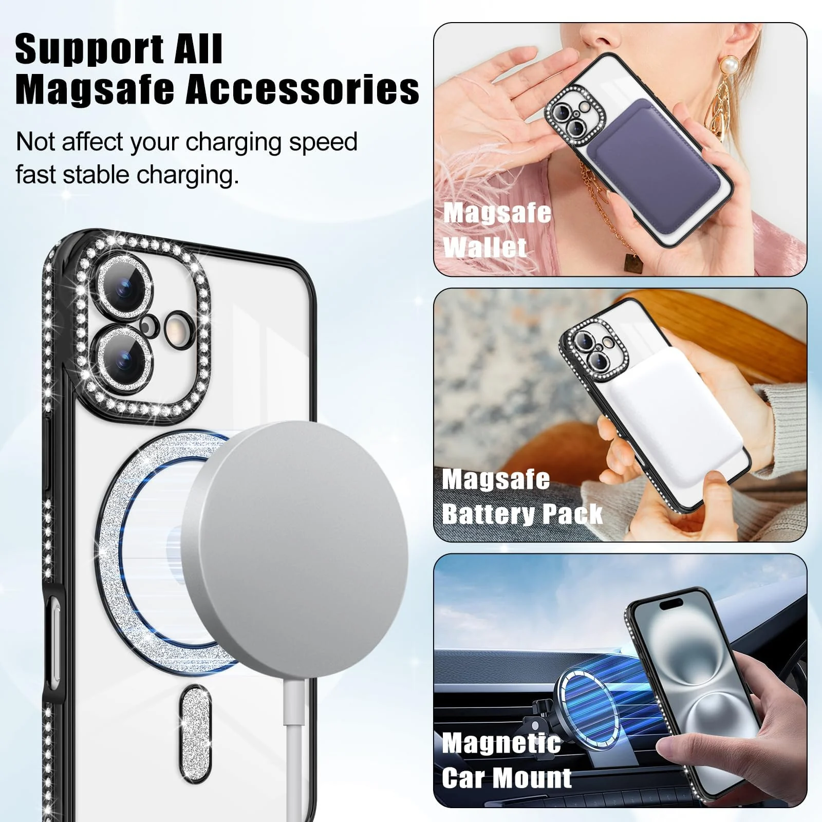 DL3 Mobilak MagSafe-Compatible Magnetic Case for iPhone 17 with Camera Protection and Magnetic Car-Mount Support - Black