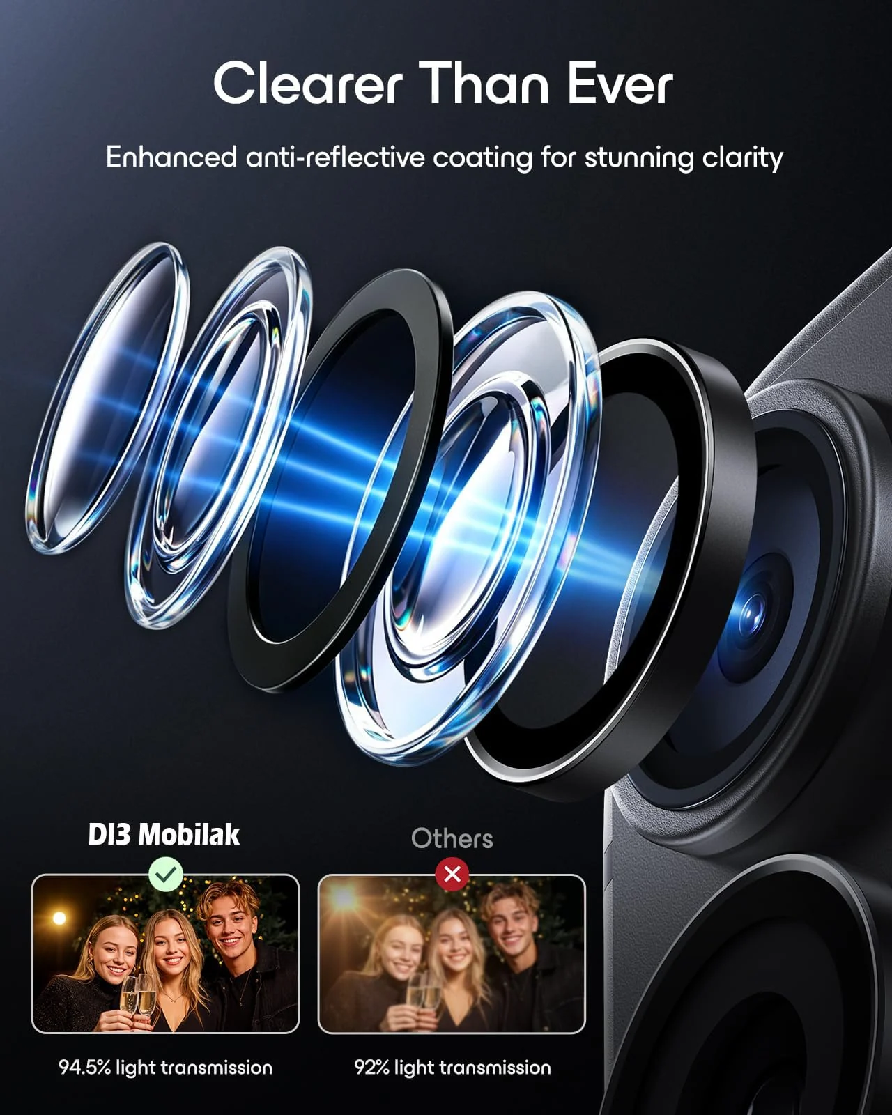 DL3 MOBILAK Individual Ring Camera Lens Protector for Apple iPhone 18 Pro and 18 Pro Max - Black