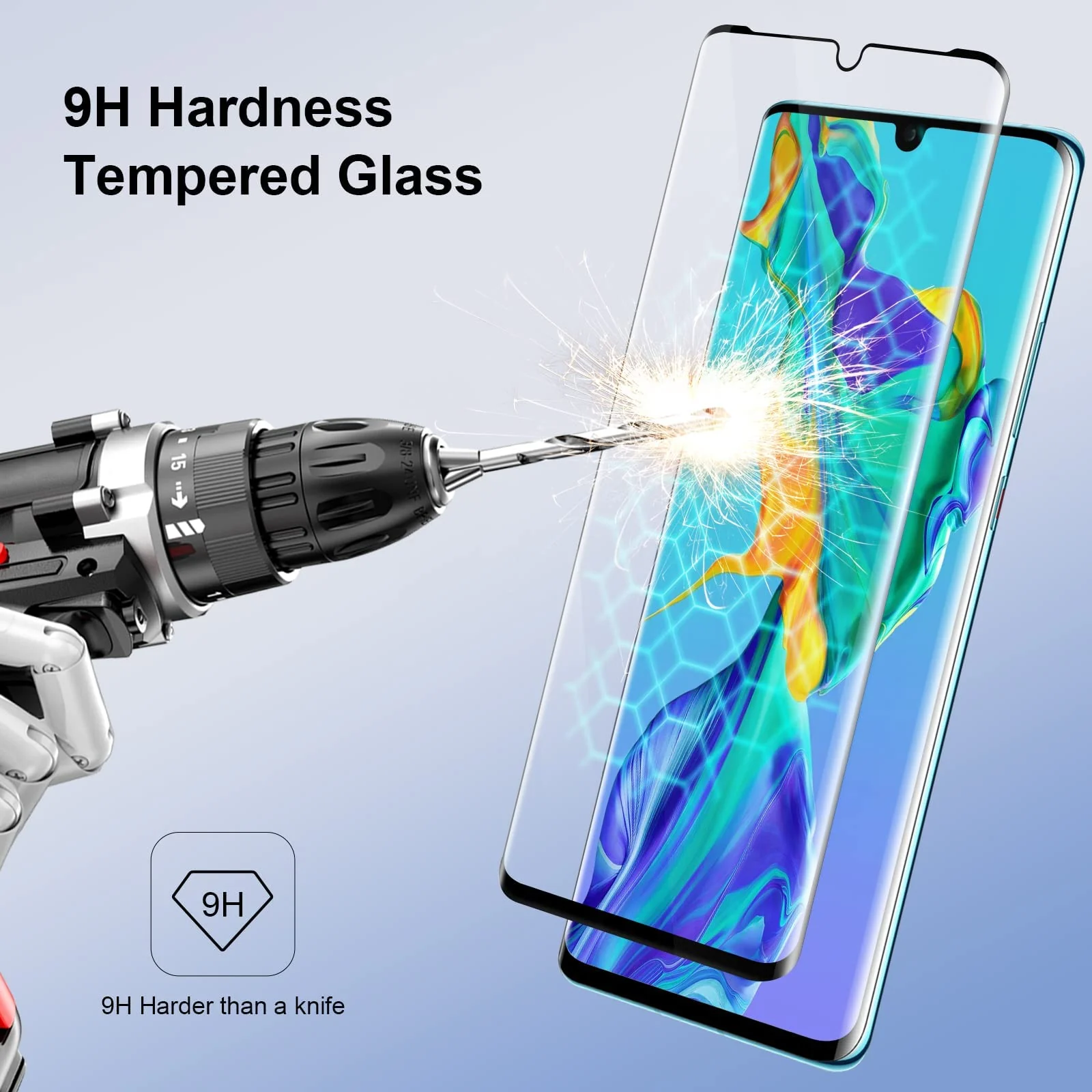 DL3 Mobilak Screen Protector for Huawei P30 Pro, Tempered Glass Screen Saver Premium HD Protective, Scratch Resistant, NO-Bubble, 9H Hardness, Full Coverage Film - Clear