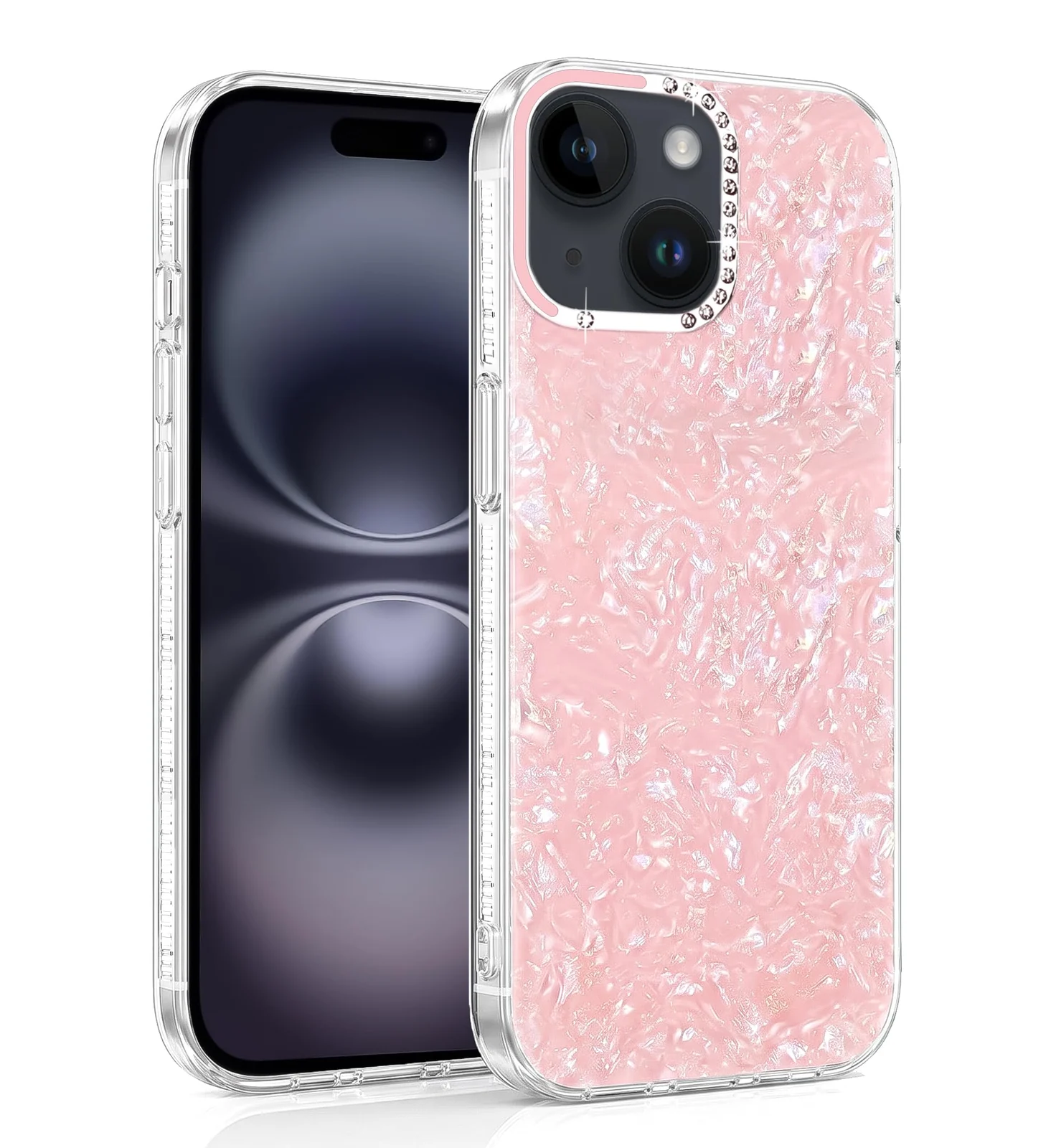 DL3 Mobilak Glitter Rhinestone Protective Case for iPhone 15 Plus / iPhone 14 Plus with Shockproof Design - Pink