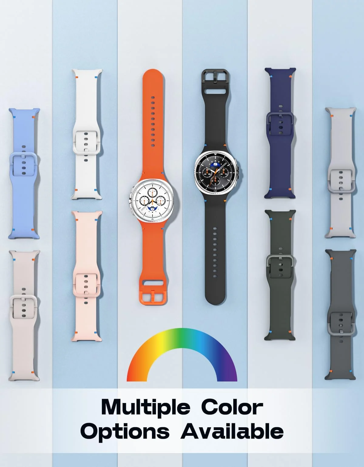 DL3 Mobilak Silicone Bands Compatible with Samsung Galaxy Watch 8 Band 40mm 44mm, Galaxy Watch 8 Classic Band 46mm, Waterproof Soft Wristband Sport Strap for Galaxy Watch 8 Bands 2025 Women Men - Midnight Blue