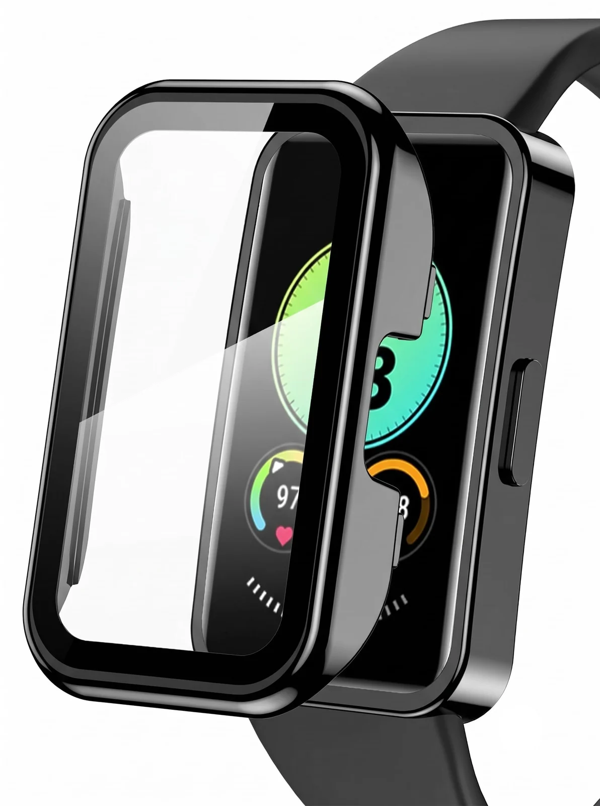 DL3 Mobilak Case with Screen Protector for Huawei Band 10, Bumper Full Coverage Hard PC Overall Protective Cover, Built-in Tempered Glass Film High Sensitivity For Huawei Band 10