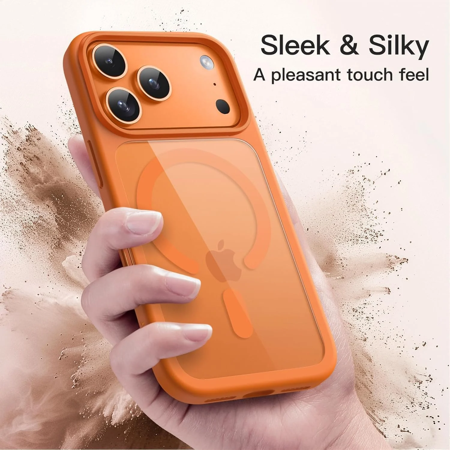 DL3 Mobilak Clear MagSafe-Compatible Magnetic Case for iPhone 17 Pro 6.3-Inch with Military-Grade Protection - Orange