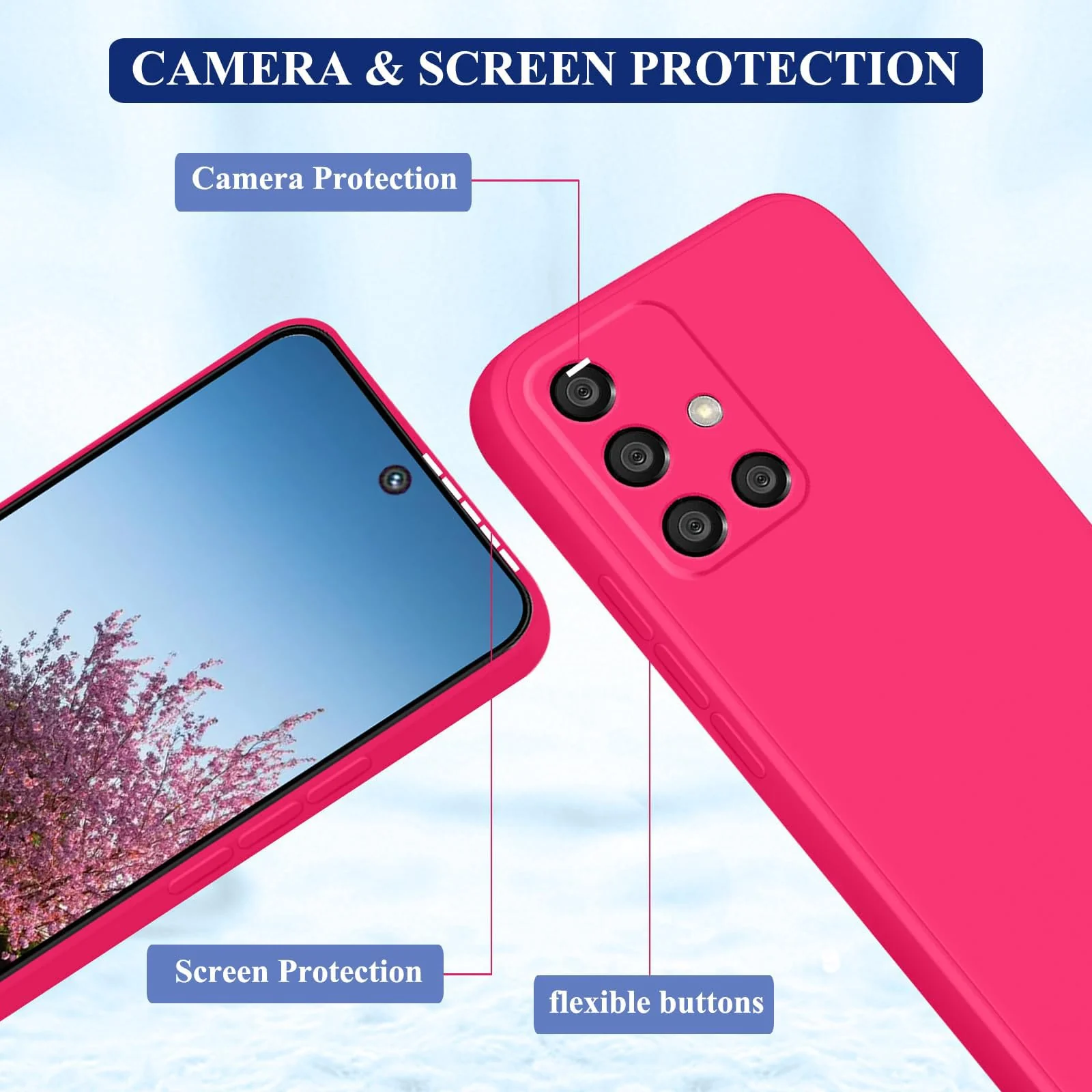 DL3 Mobilak Silicone Protective Case for Samsung Galaxy A71, Shock-absorbing protection, Scratch-resistant surface, Soft microfiber lining - Hot Pink