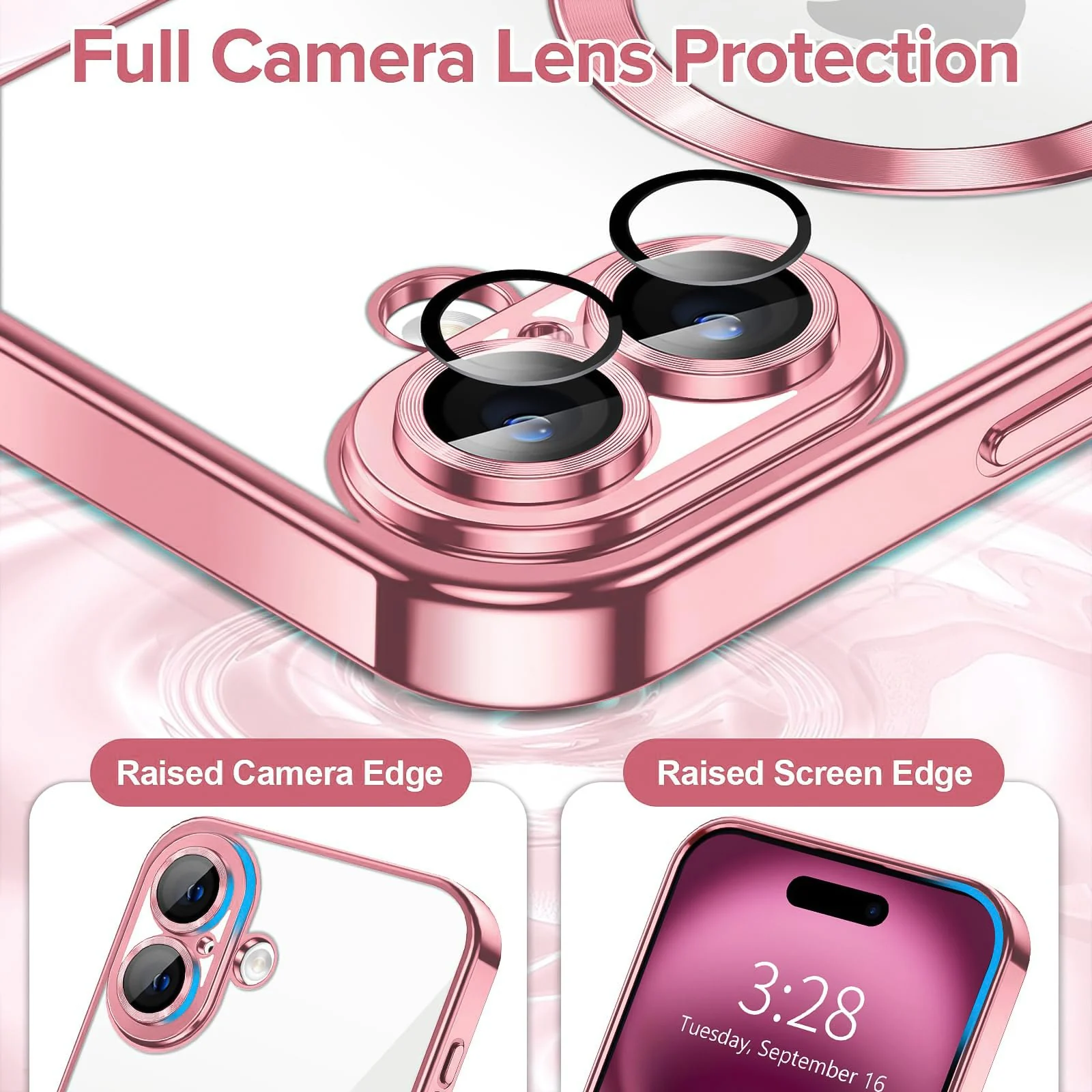 DL3 Mobilak Plated-Edge Protective Case for iPhone 17, Compatible with MagSafe accessories, Supports wireless charging, Camera protection - Rose Gold