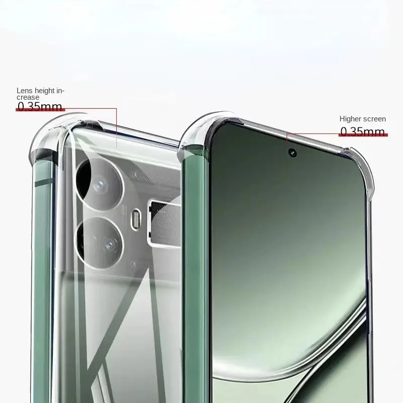 DL3 Mobilak Case Compatible with realme GT5 5G, Cover Silicone Transparen t TPU Gorilla Anti-shock Protector Camera Shockproof Corners - Clear