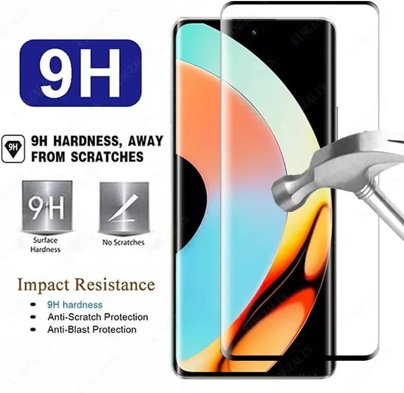 DL3 Mobilak 5D Full Glass Screen Protector For OPPO realme 10 Pro Plus Frame Protector - Black