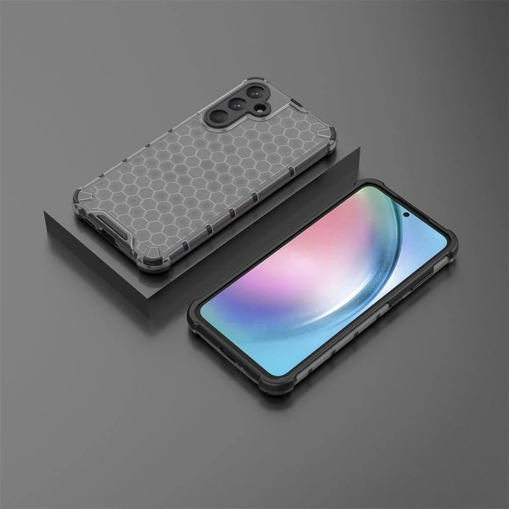 DL3 Mobilak Honeycomb Protective Case for Samsung Galaxy A55, Shock-absorbing protection, Transparent design, Slim, lightweight profile - Black