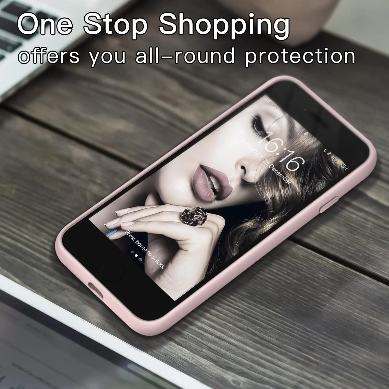 DL3 Mobilak Liquid Silicone Case for iPhone 7 / 8, Shock-absorbing protection, Scratch-resistant surface, Slim, lightweight profile - A.Pink Sand