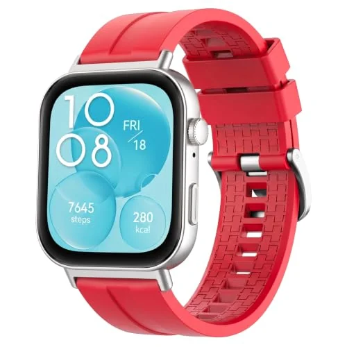 MOBIGON Soft TPU Silicone Sport Strap for Huawei Watch Fit 3 / 4 / 4 Pro / 5 / 5 Pro, Red