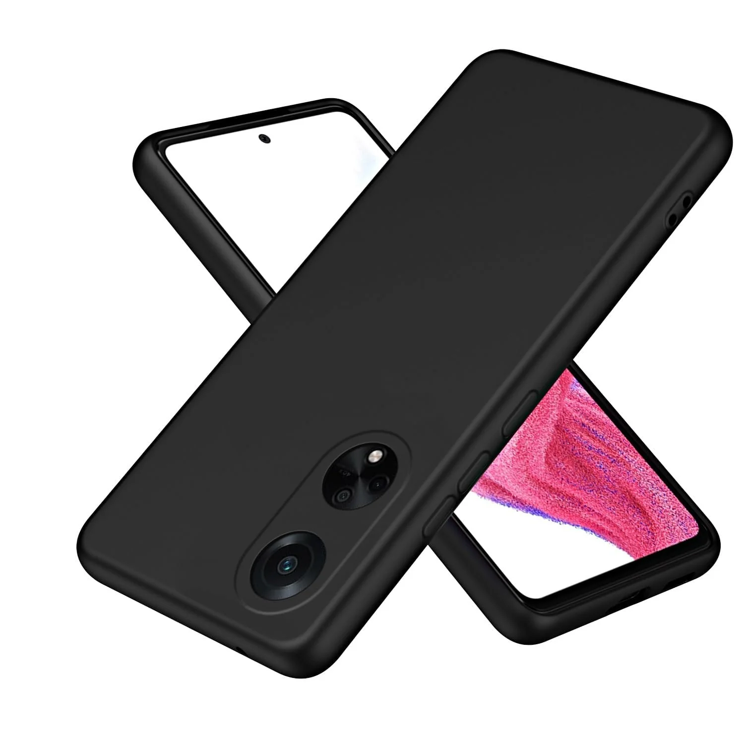 DL3 Mobilak OPPO A98 Case, Soft Flexible Silicone Gel Rubber Bumper Cover, Full Body Shockproof Protective Phone Case - Black