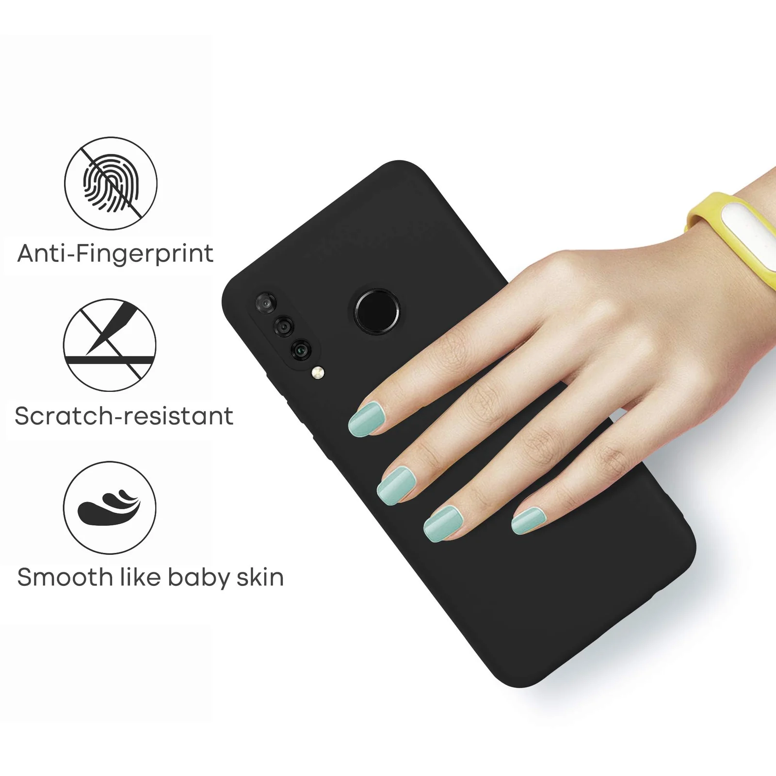 DL3 Mobilak Soft Silicone Protective Case for Huawei P30 Lite / Nova 4E with Microfiber Lining and Shockproof Design - Black