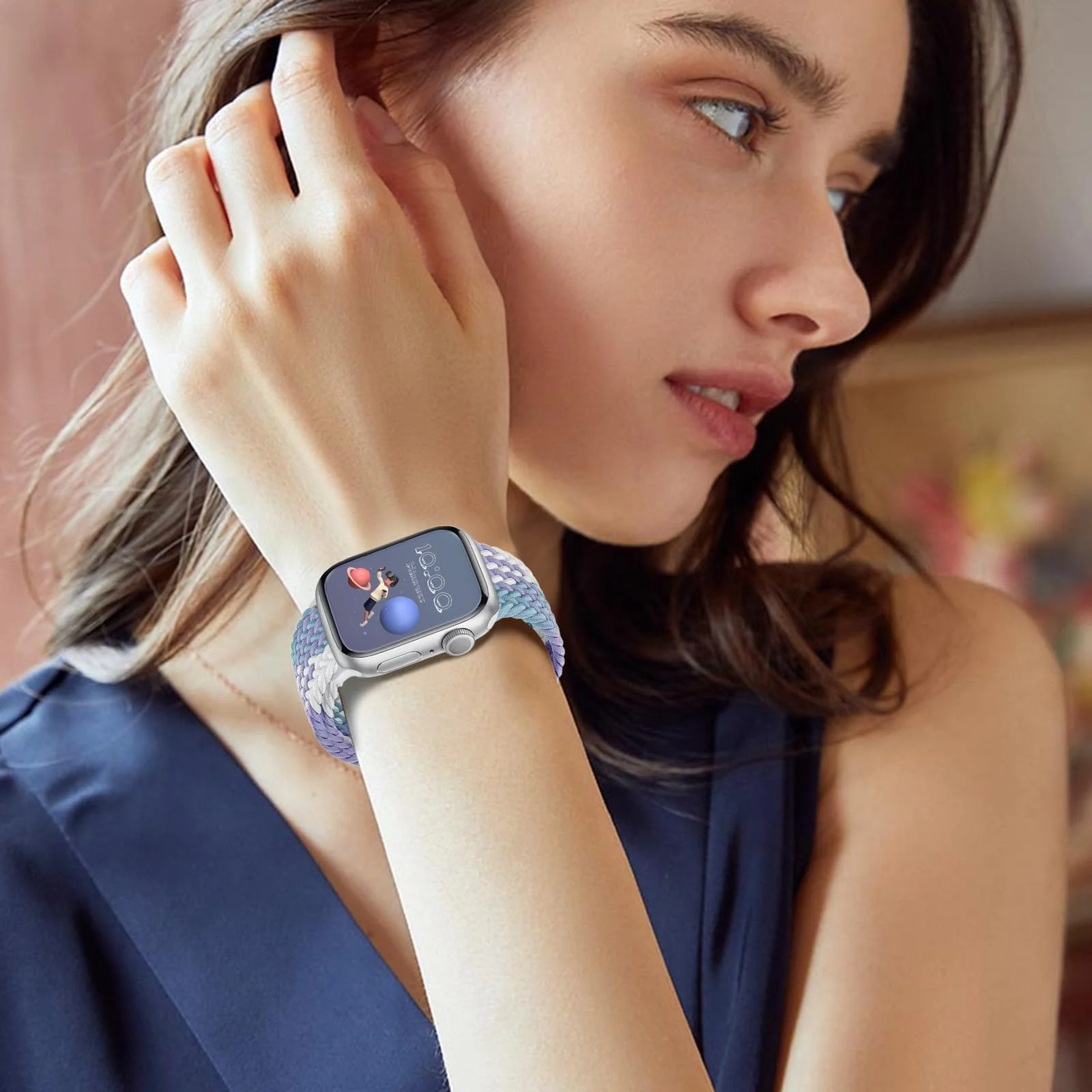 DL3 Mobilak Sport Solo Loop Compatible with Apple Watch Band 42mm 44mm 45mm 46mm 49mm for Women Men, Magnetic Strap Stretchy Braided Wristband for iWatch Series 11 10 9 8 7 6 5 4 3 Ultra 3 2 1 SE SE2 - Violet