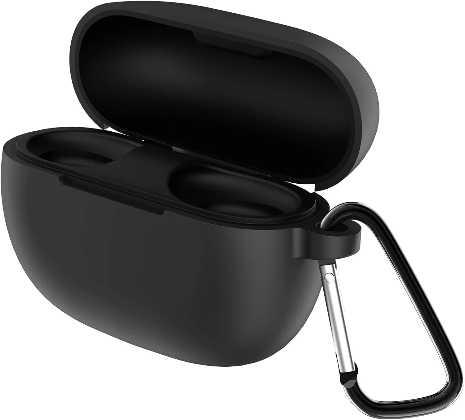DL3 Mobilak Silicone Case Compatible with Xiaomi Redmi Buds 3 Lite Earbuds, Soft Silicone Protective Case Cover, Shockproof Sleeve with Carabiner - Black