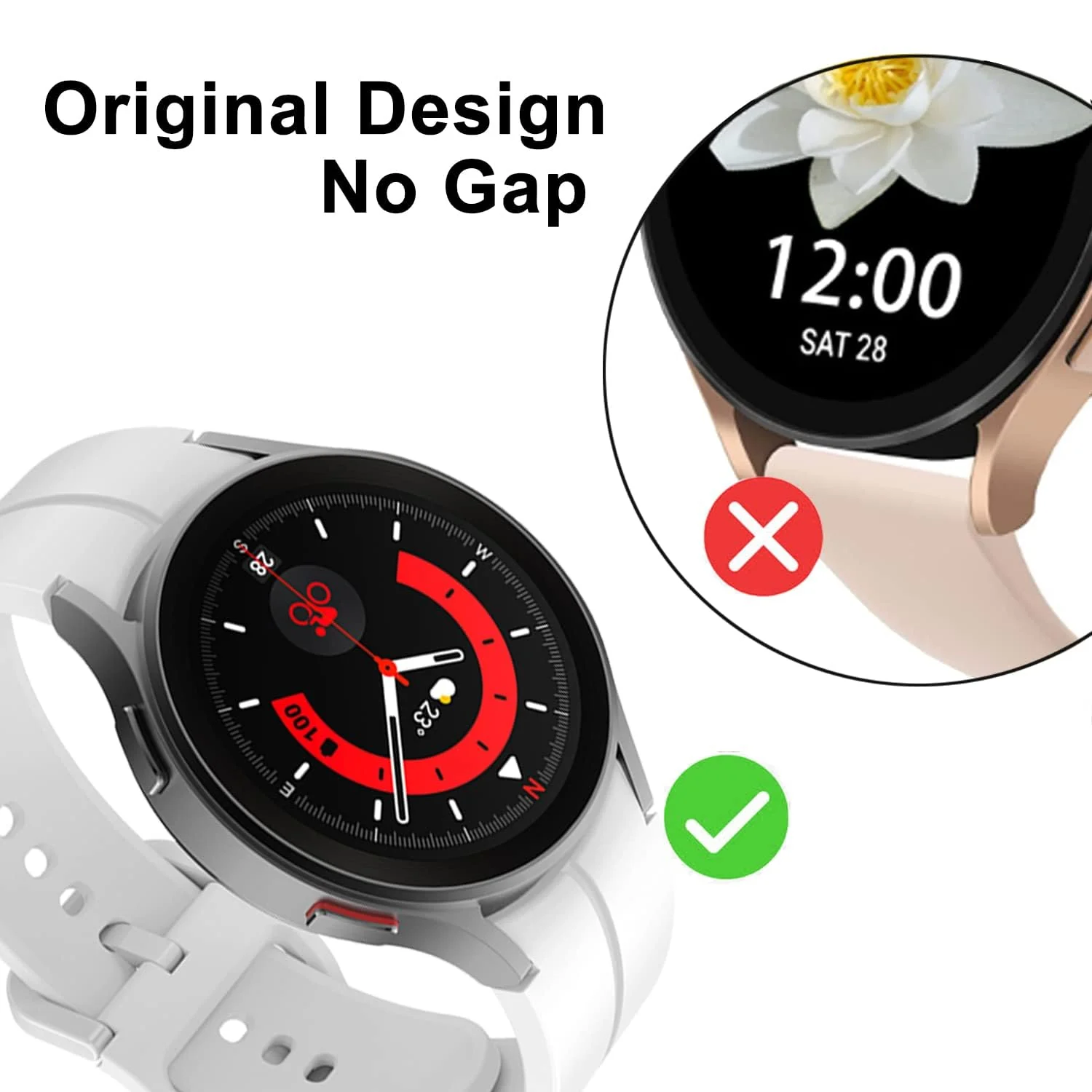 DL3 Mobilak Sport Watch Band Compatible with Samsung Galaxy Watch 7 FE 6 5 4 Band 40mm 44mm/ Galaxy Watch 6 Classic Bands 43mm 47mm/Watch 5 Pro Band 45mm/ Galaxy Watch4 Classic Band 42mm 46mm, No Gap - Gray