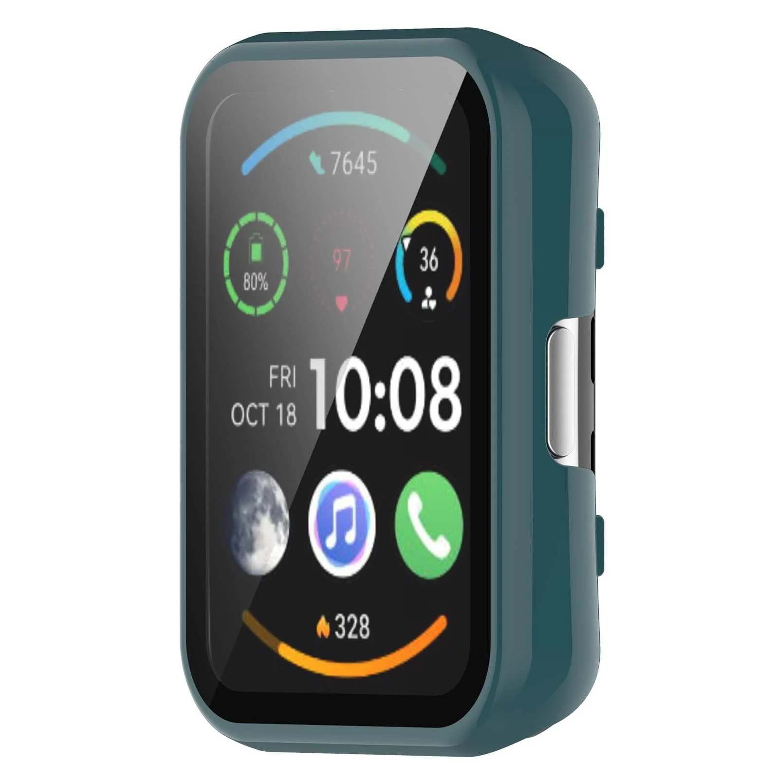 DL3 MOBILAK Full-Coverage Watch Case with Tempered Glass for Huawei Watch Fit 2, Green