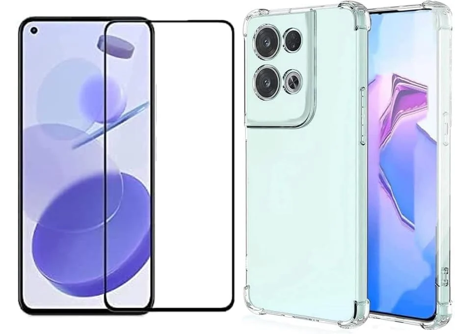 DL3 Mobilak Case Compatible with OPPO Reno 8 5G/Reno8 5G, Cover Silicone TPU Gorilla Anti-shock Protector Camera Shockproof Corners with 5D Screen Protector - Clear