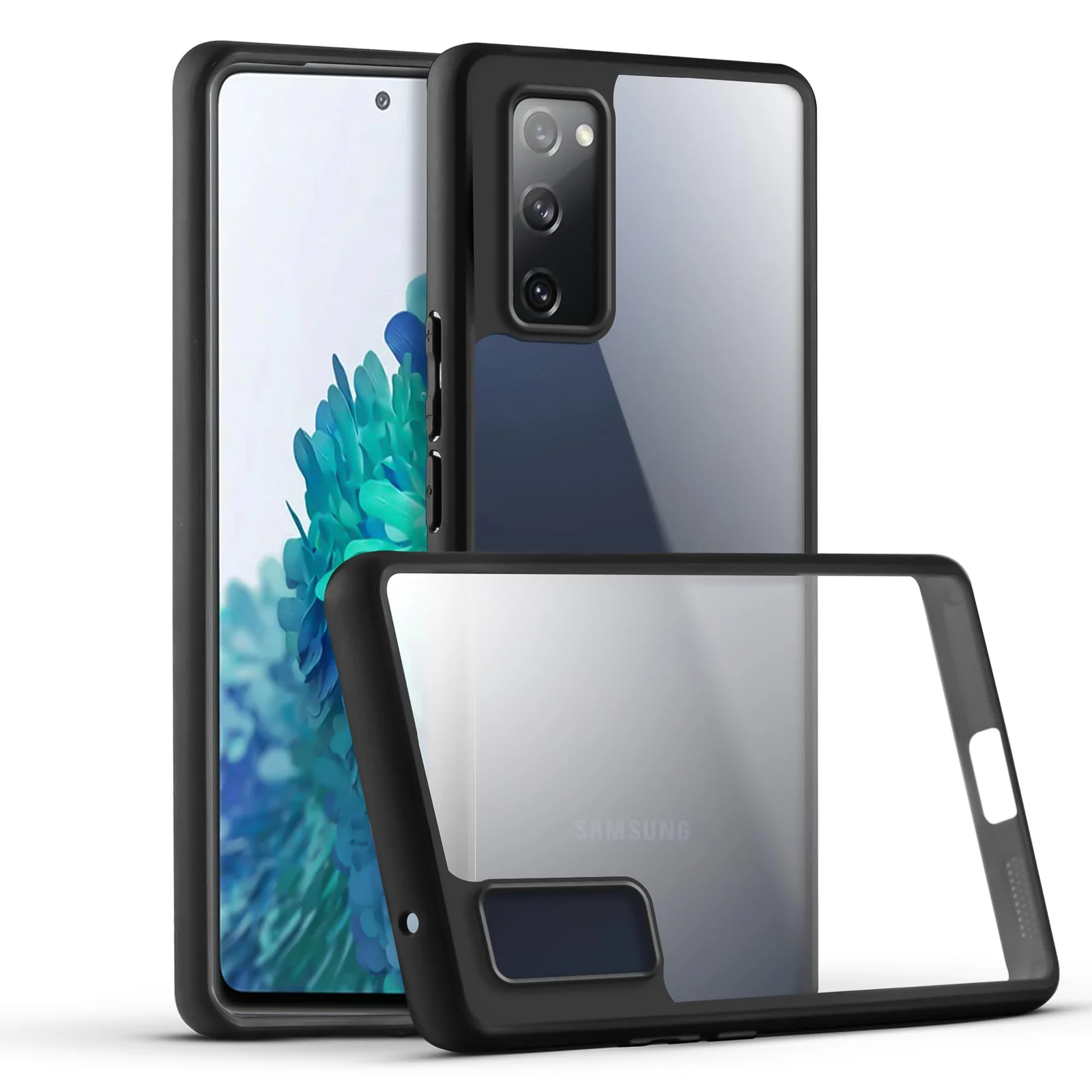 DL3 Mobilak Clear PC and TPU Protective Case for Samsung Galaxy S20 FE 5G with Military-Grade Protection and Anti-Yellowing Design - Black