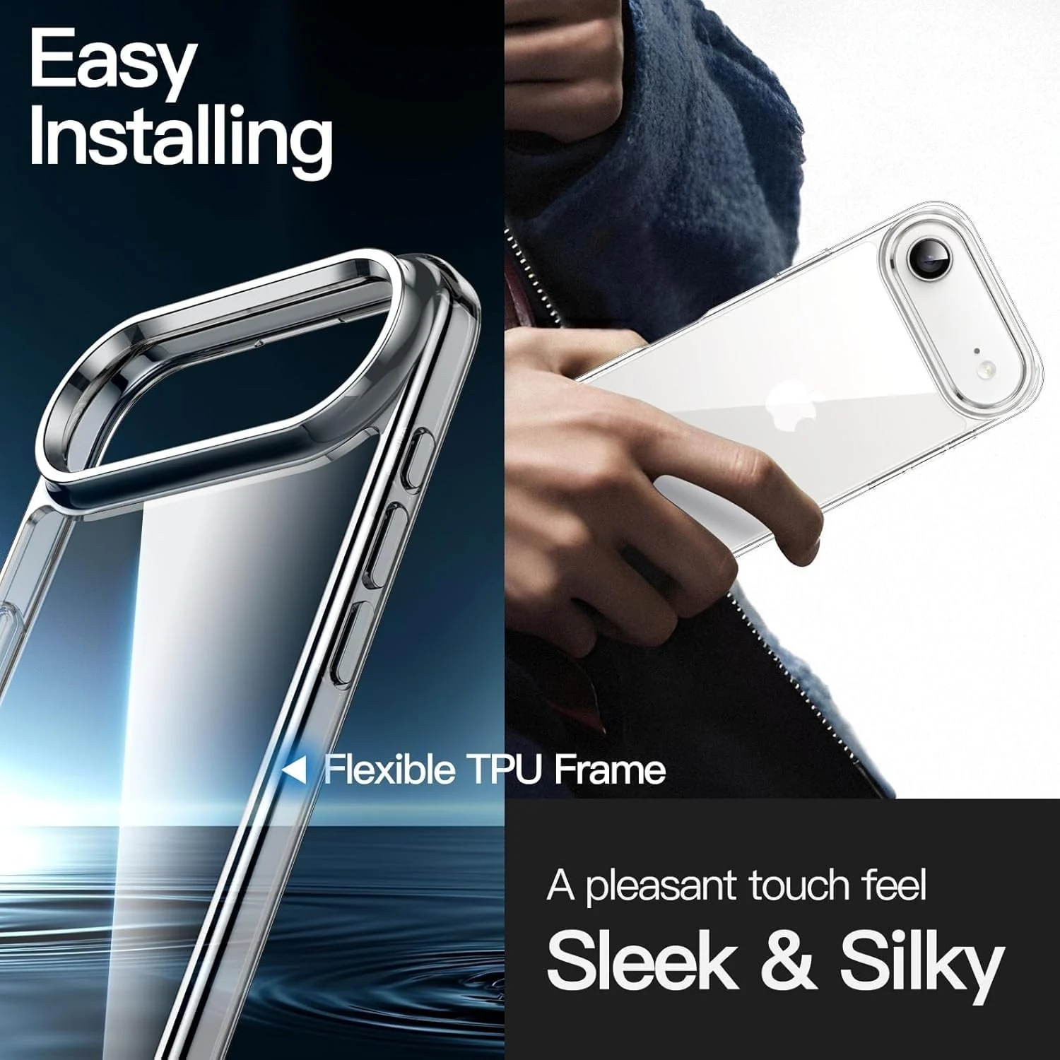 DL3 Mobilak Case Compatible with iPhone 17 Air (6.6 inch) Case Crystal Soft TPU Gel Case Flexible Silicone Anti-Scratch TPU Cover - Clear