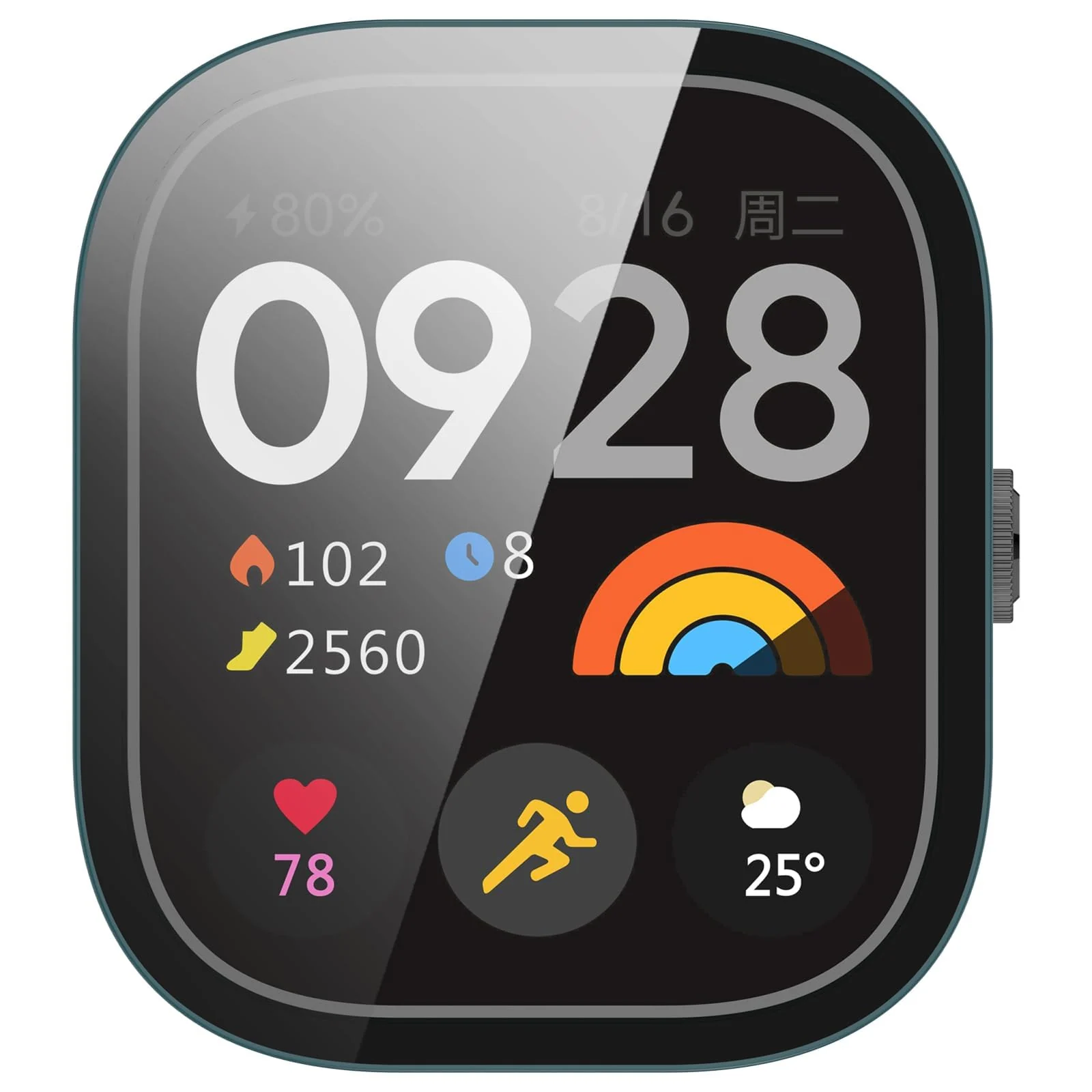 DL3 MOBILAK Full-Coverage Watch Case with Tempered Glass for Xiaomi Redmi Watch 4, Green