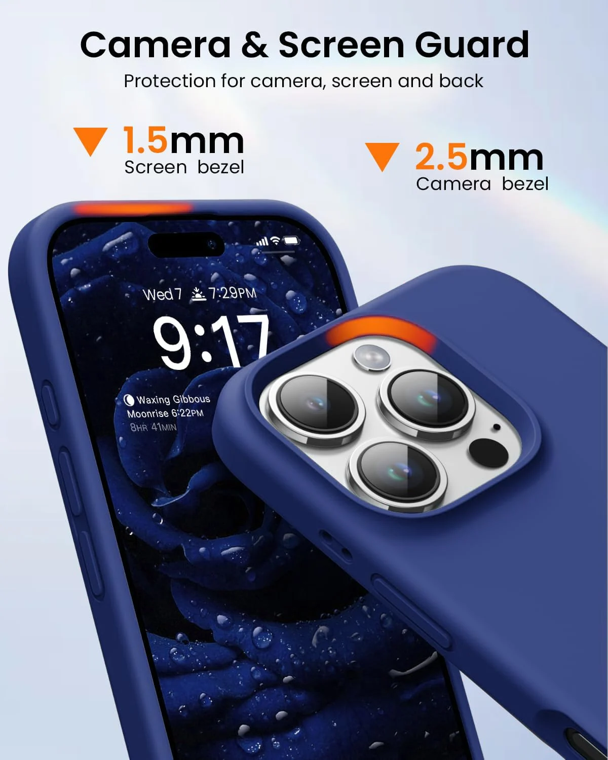 DL3 Mobilak Liquid Silicone Protective Case with Soft Microfiber Lining for iPhone 16 Pro Max - Blue
