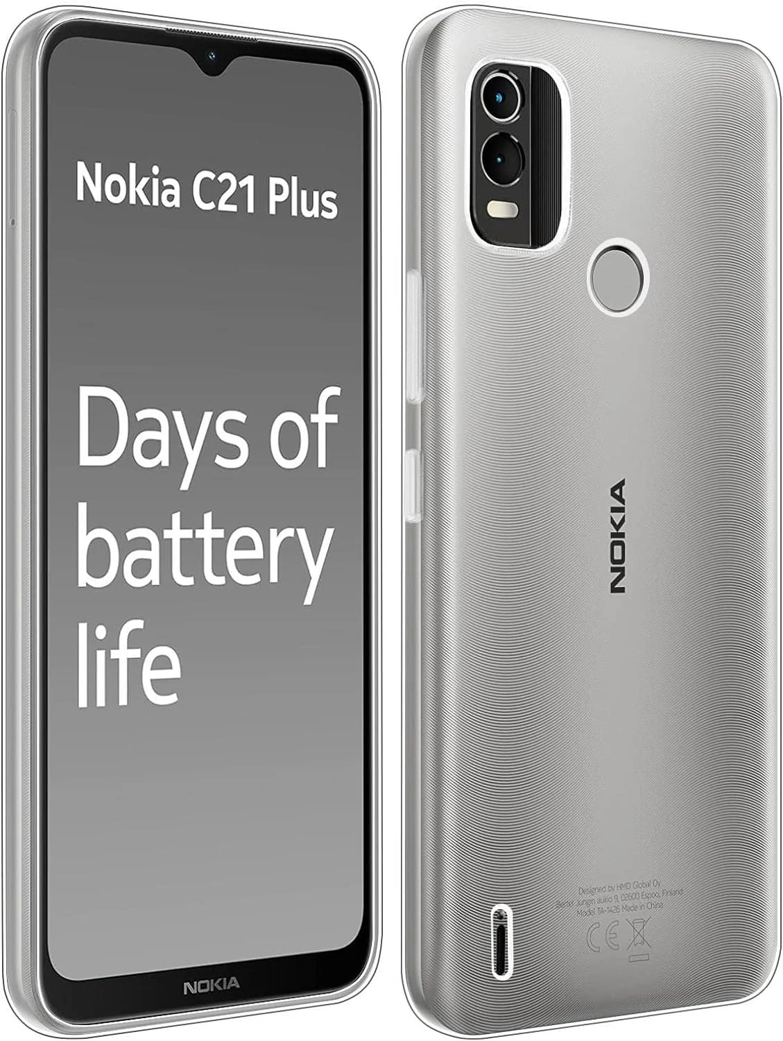 DL3 Mobilak Case Compatible with Nokia C21 Plus Case Crystal Soft TPU Gel Case Flexible Silicone Anti-Scratch Camera Protection TPU Cover - Clear