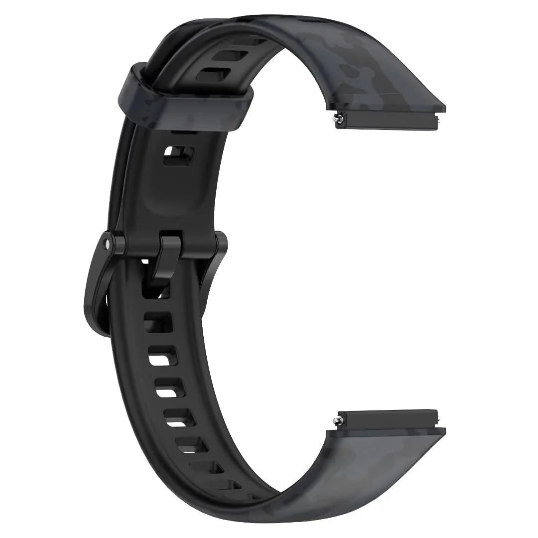 DL3 Mobilak Silicone Strap for Huawei Watch Fit, Soft Band Ultra-Light Waterproof Durable Adjustable Replacement Wristband - Camouflage Grey