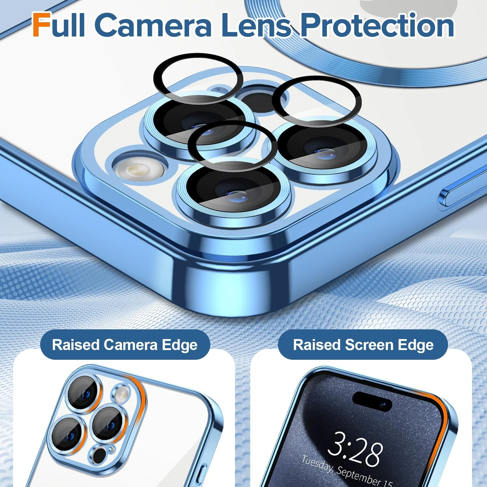 DL3 Mobilak Plated-Edge TPU Protective Case with Camera Protection for iPhone 13 Pro Max - Sierra Blue