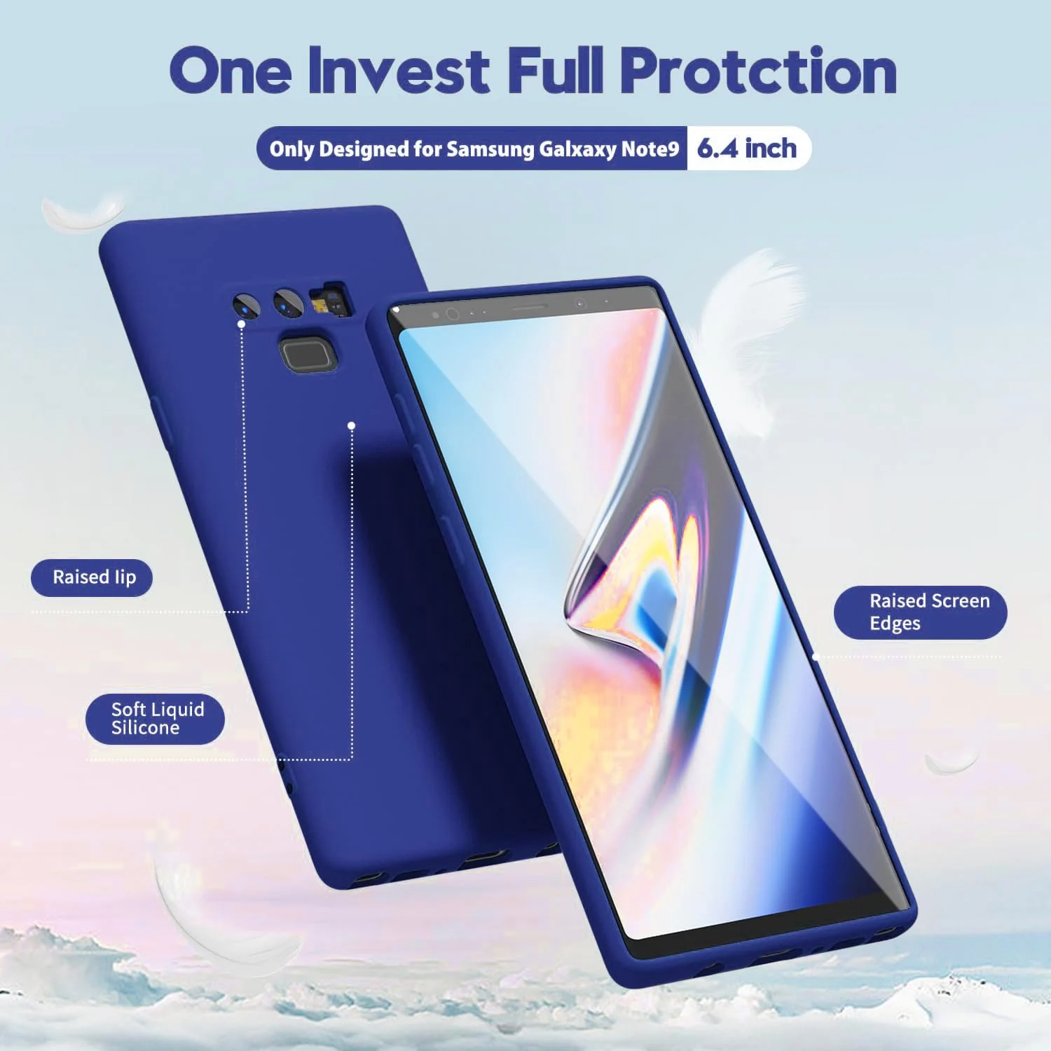 DL3 Mobilak Soft Silicone Protective Case for Samsung Galaxy Note 9 with Microfiber Lining and Shockproof Design - Pepsi