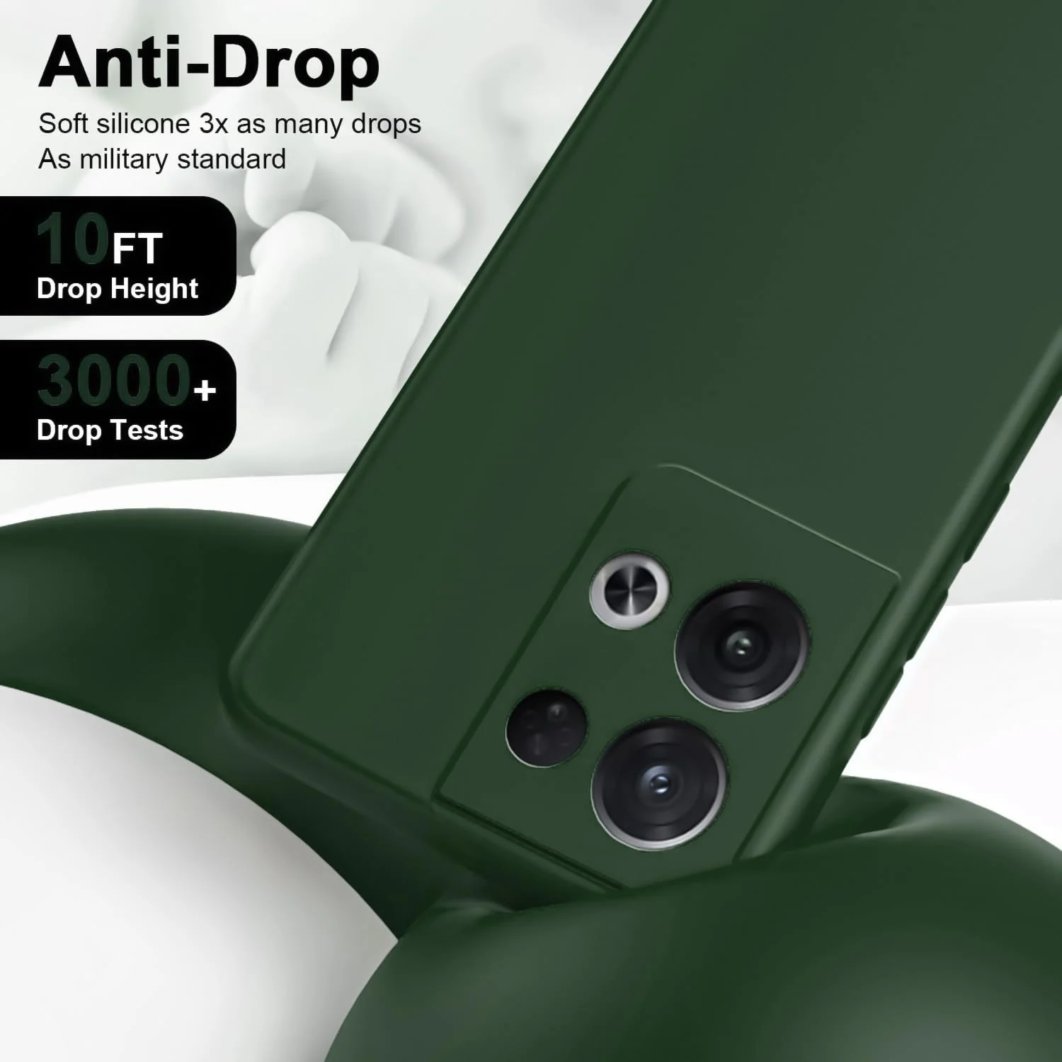 DL3 Mobilak OPPO Reno 8 5G Case, Soft Flexible Liquid Silicone Gel Rubber Bumper Cover, Full Body Shockproof Protective Phone Case - Green