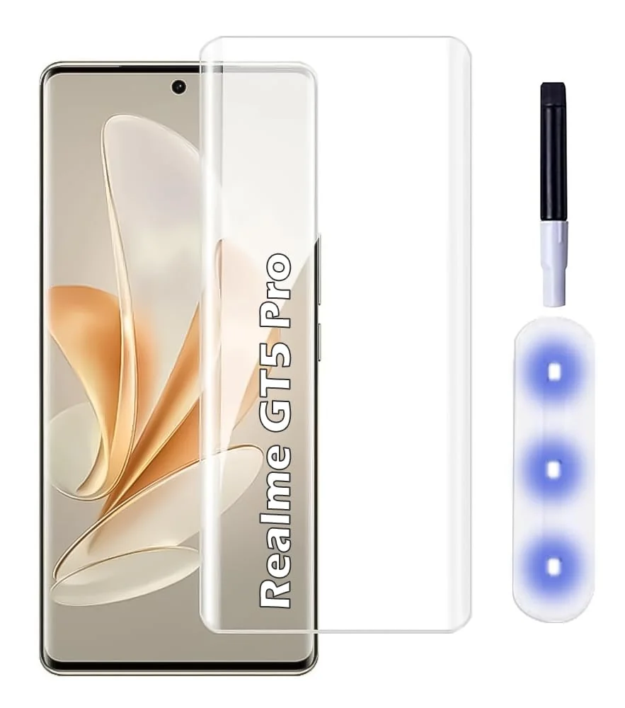 DL3 Mobilak Full Glass Screen Protector For realme GT5 Pro Tempered Glass Full Glue Cover Screen Protector For Fingerprint Unlock Screen Glass Film - Clear