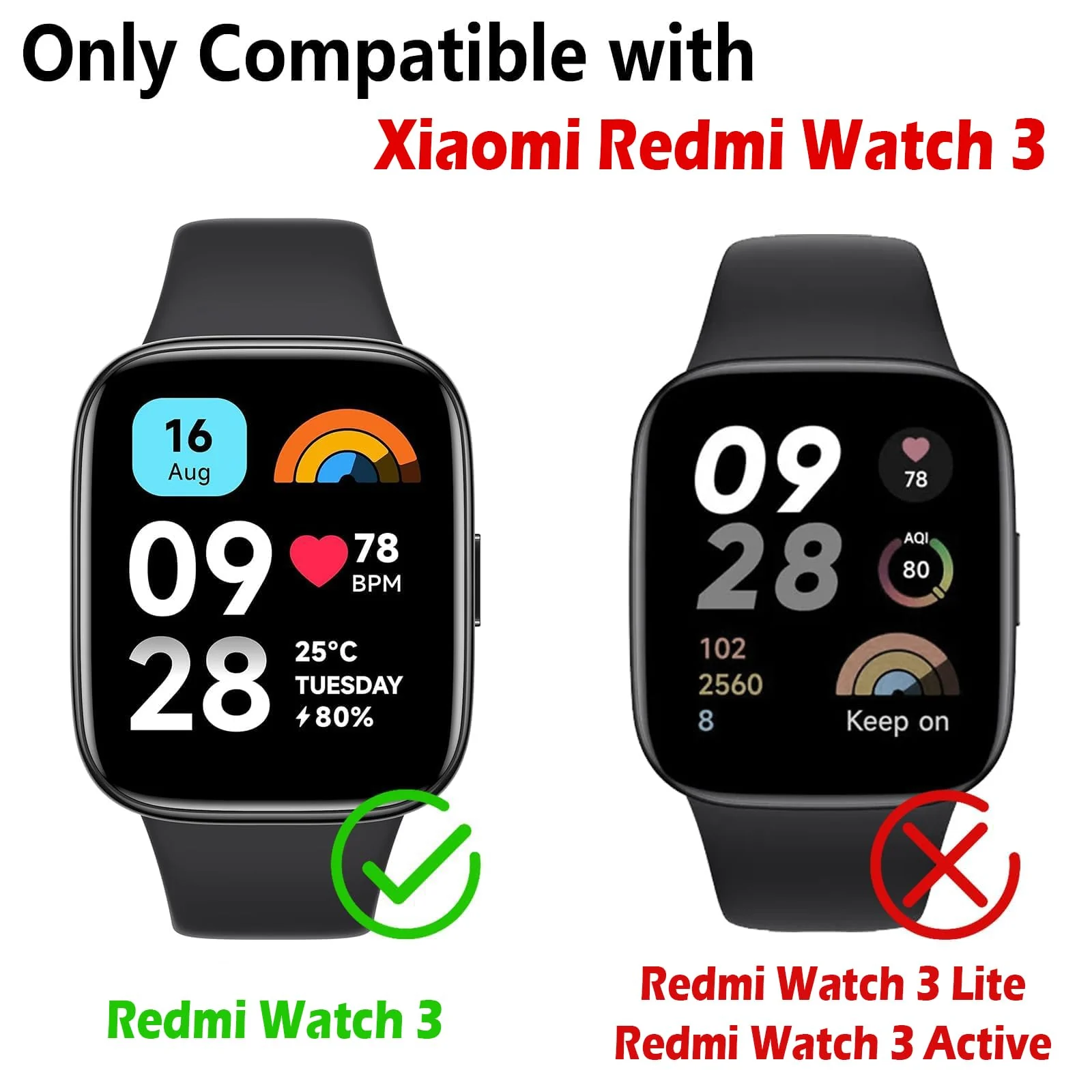 DL3 Mobilak Ocean Strap Compatible with Xiaomi Redmi Watch 3, Adjustable Silicone Strap with Metal Buckle, Band With Frame Metal Women Men Replacement Strap - White