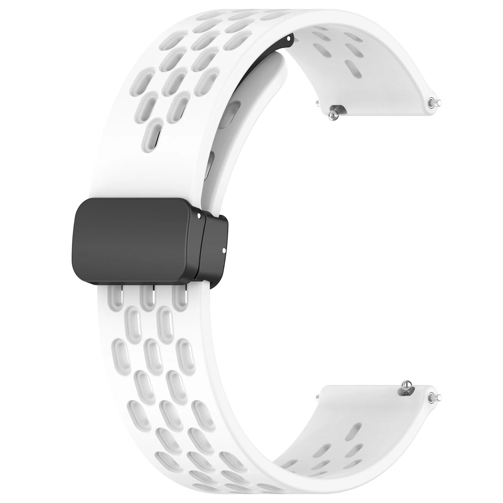 DL3 Mobilak Strap Silicone Magnetic Buckle 20MM For Samsung Gear Sport/Watch 6/5/4/5 Pro 45mm/S2 classic/active 2 40mm 44mm/Amazfit GTS 2/2e/GTS 3/3 Pro/GTS 4/GTS 2 Mini/3 Mini/4 Mini/Bip 3/Bip 3 Pro - A.White