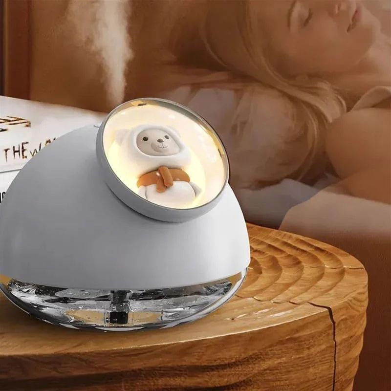 Mobigon Wood Cool Mist Ultrasonic Humidifier for Room Moisture, Aroma Diffuser for Home, 160ml Essential Oil Diffuser with 7 Colorful Night Light, Auto Shut-Off, Home, Office, car - White
