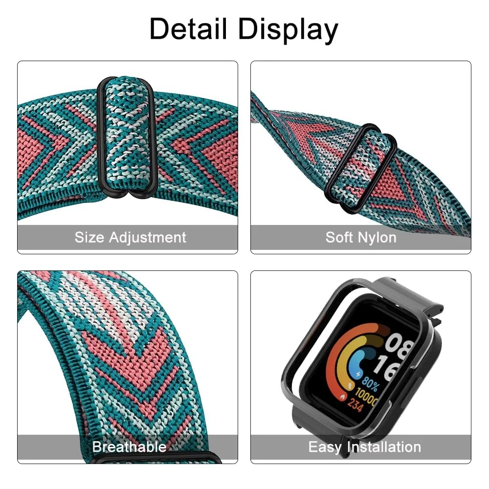 DL3 Mobilak Strap Compatible with Xiaomi Redmi Watch 2 Lite/Poco Watch/Redmi Watch 2 / Horloge 2 Bracelets, Nylon Replacement Strap Sport PU Protective Case + Watch Strap - Green Arrow