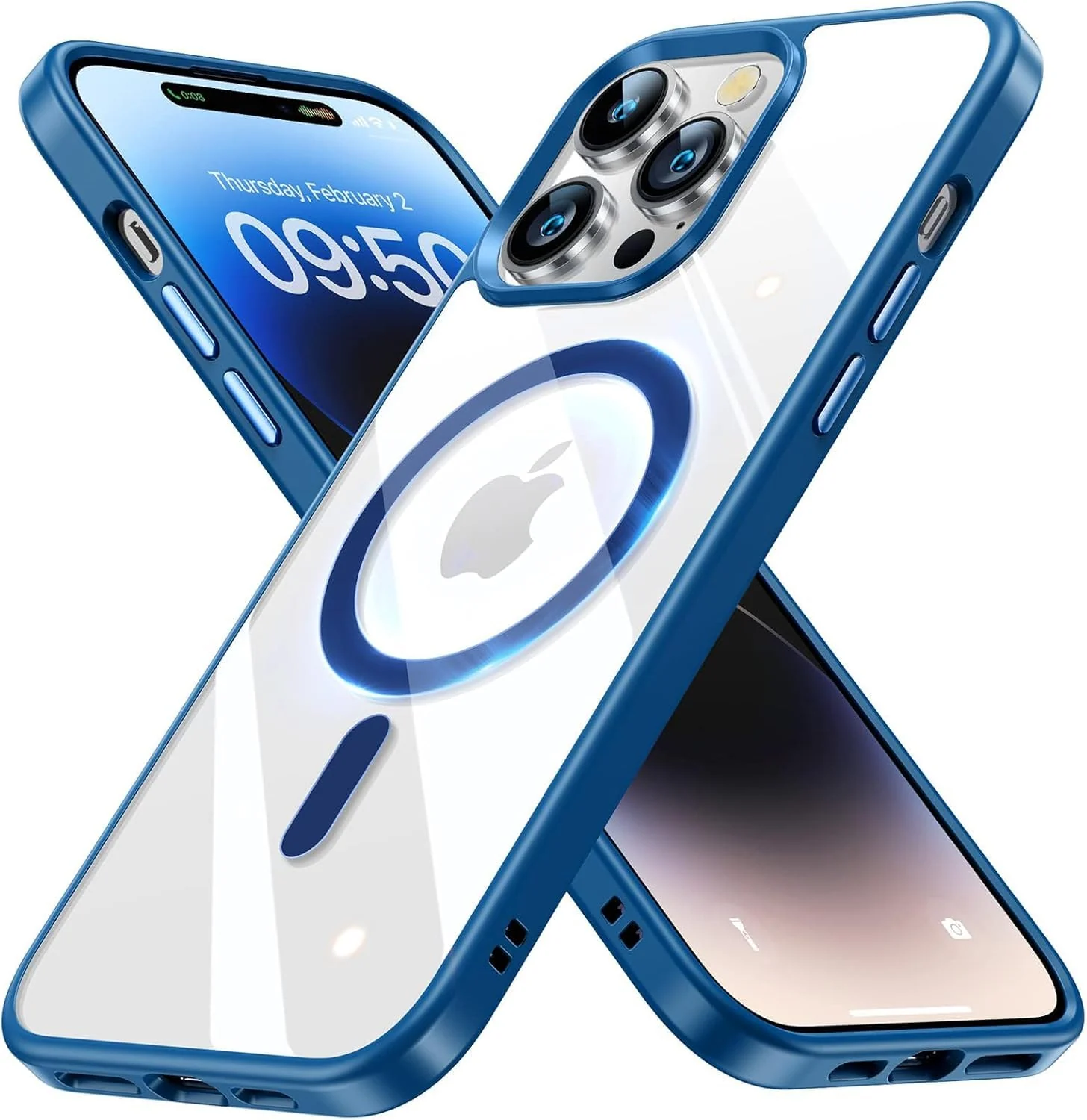 DL3 Mobilak Clear MagSafe-Compatible Magnetic Case for iPhone 16 Pro Max with Military-Grade Protection - Blue