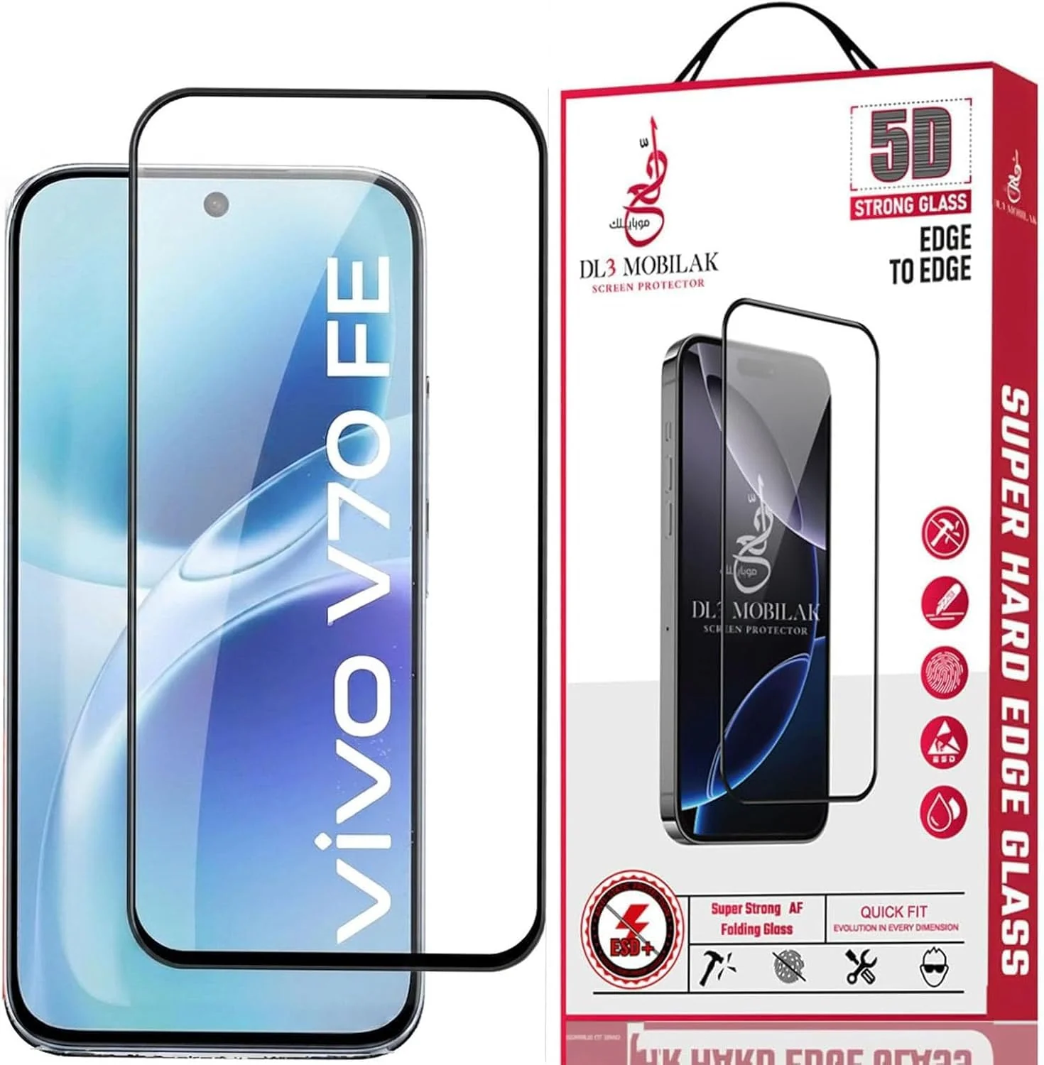 DL3 Mobilak for vivo V70 FE Tempered Glass Screen Protector, 9H Hardness Anti-Scratch Tempered Glass flim, Case Friendly, Anti-Scratch - Clear
