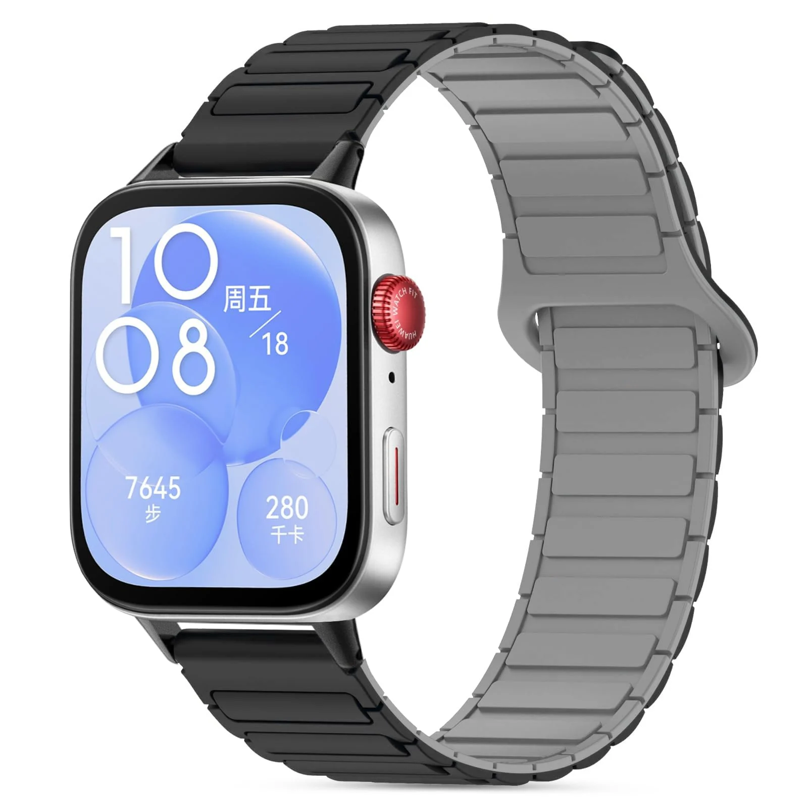 DL3 Mobilak Magnetic Strap for Huawei Watch Fit 4 Pro/Fit4/Fit 3 Replacement Straps Strong Silicone, Easy to Wear, Waterproof, Sporty, Daily Wear Watchbands for Men and Women - Black | Gray