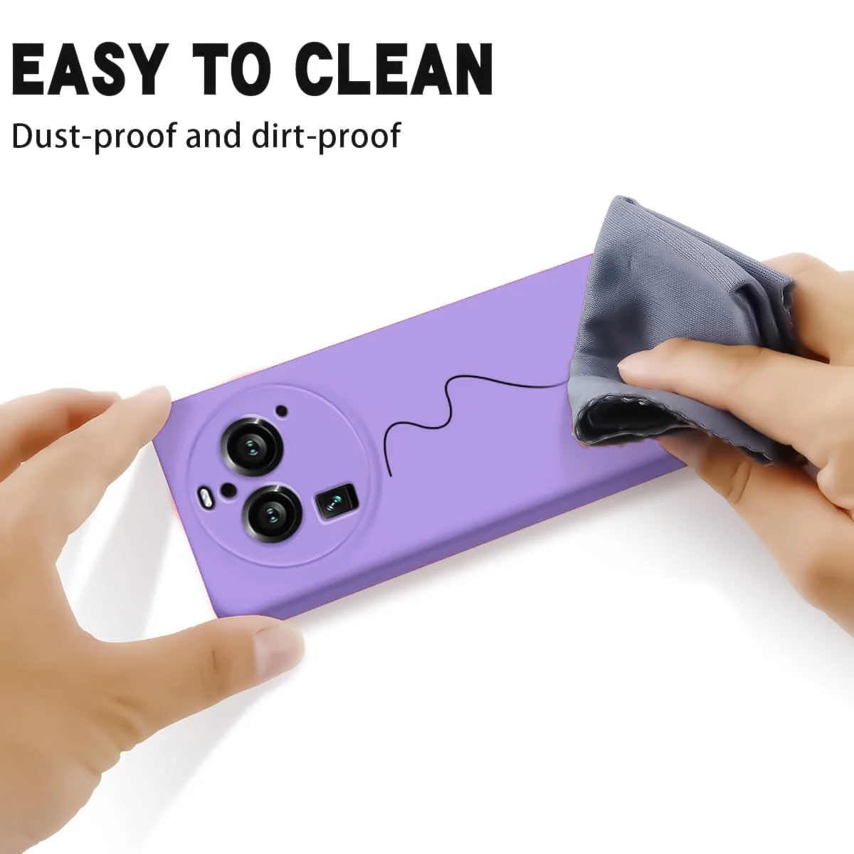 DL3 Mobilak Liquid Silicone Protective Case with Soft Microfiber Lining with Full Camera Protection for OPPO Find X6 Pro - Light Purple