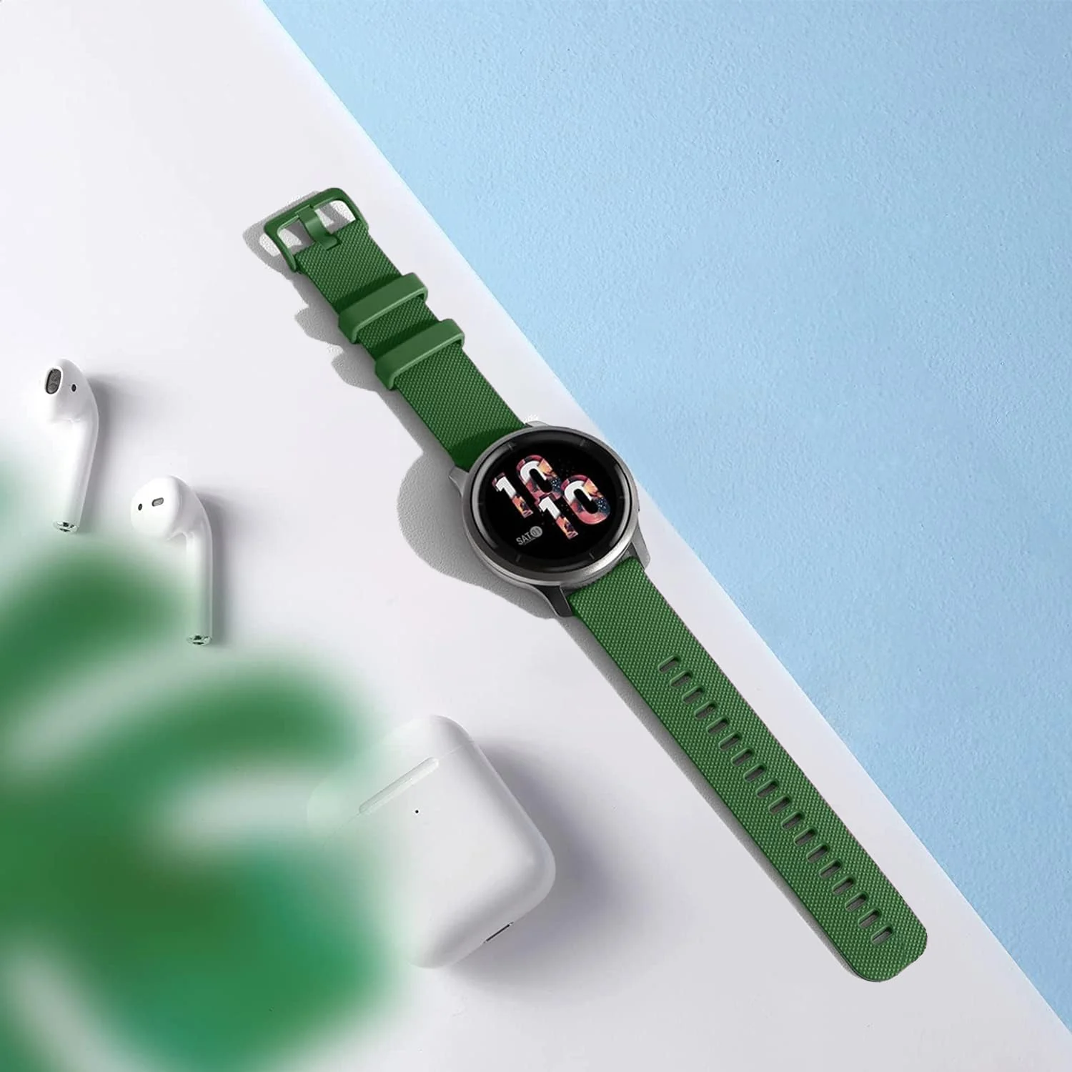 DL3 Mobilak Silicone Buckle Band 22MM Strap For Xiaomi Redmi Watch 5 Active/5 Lite/Samsung Galaxy Watch 3 45mm/Watch 46mm/Gear S3/For Huawei watch GT5 GT4 GT3 GT2 GT 46MM/GT2E/GT2 Pro/GT 3 Pro/GT5 Pro - Green