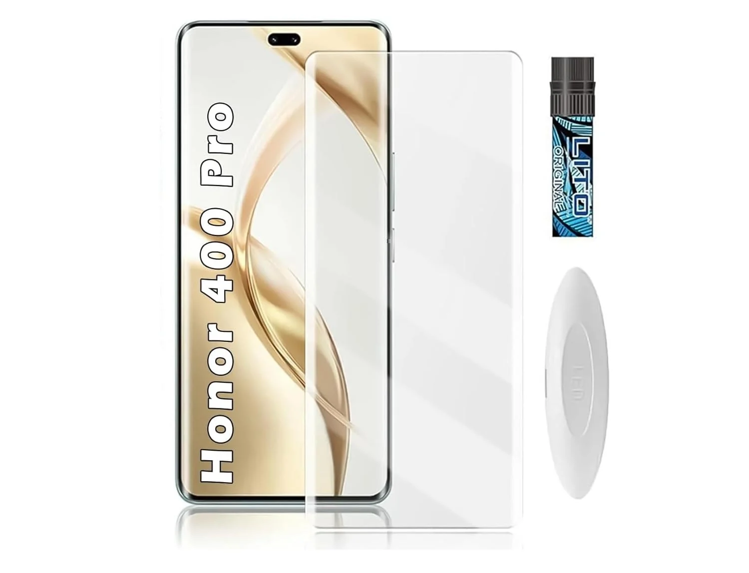 DL3 Mobilak Screen Protector Honor 400 Pro 5G [Liquid UV Tempered Glass] Full Screen adhesive [Sensitive Touch][Fingerprint Sensor Compatible] HD - Clear