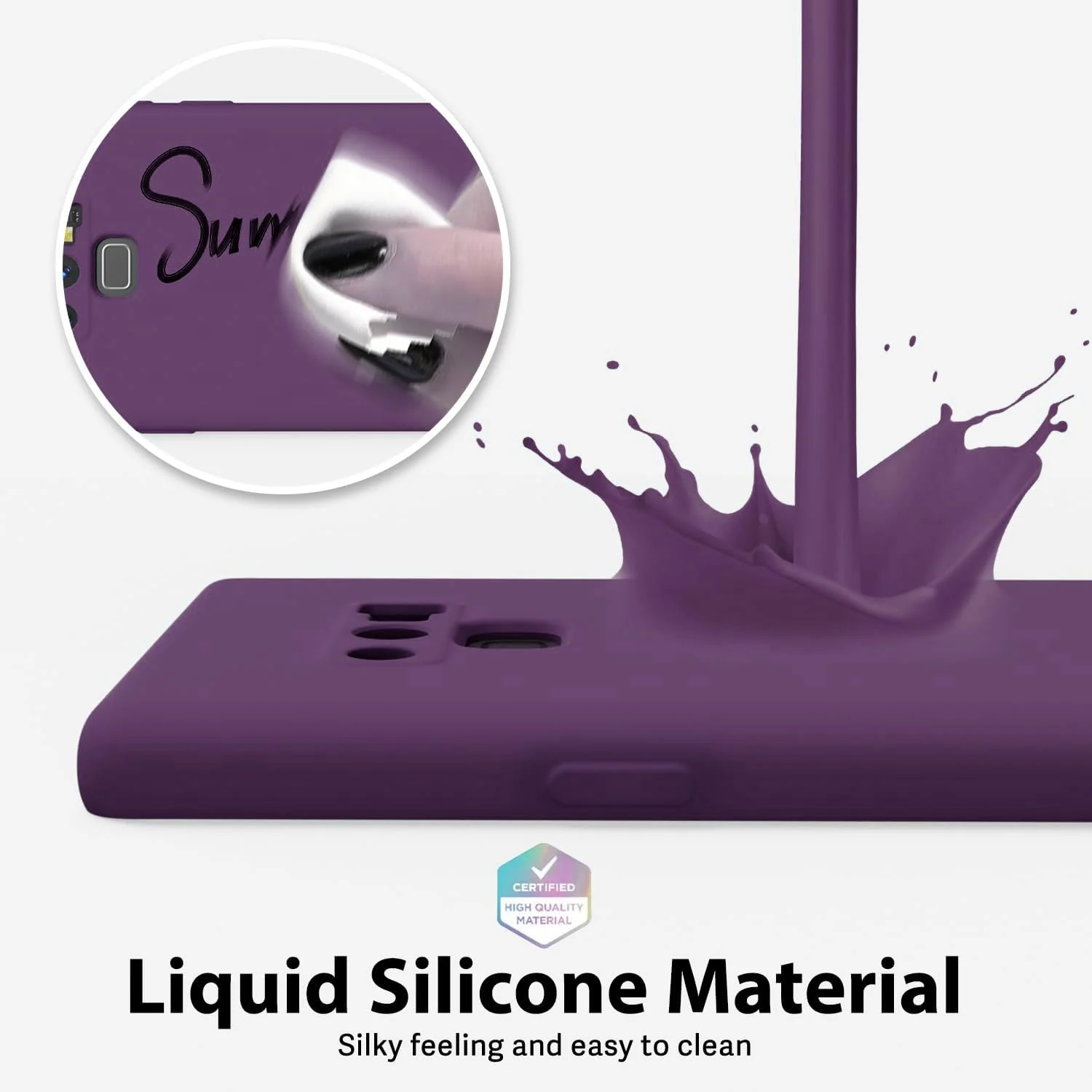 DL3 Mobilak Soft Silicone Protective Case for Samsung Galaxy Note 9 with Microfiber Lining and Shockproof Design - Violet