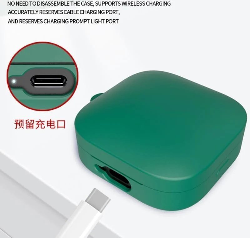 DL3 Mobilak Silicone Cover Case Compatible with Redmi Buds 6 Active Portable Protective Case Cover With Keychain For Redmi Buds 6 Active - Green