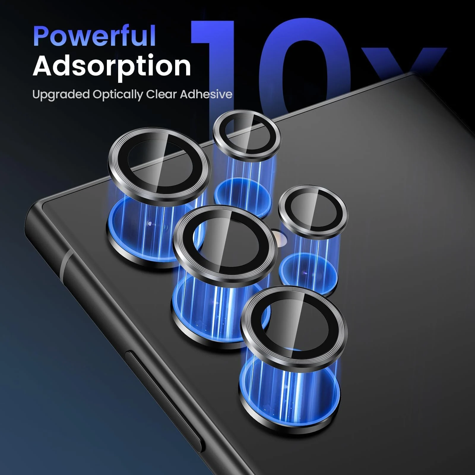 DL3 Mobilak for Samsung Galaxy S22 Ultra Camera Lens Protector, Individual Lens Protectors, Scratch-Resistant Ultra-Thin Tempered Glass with Aluminum Ring Cover, Galaxy S22 Ultra Case Friendly - Black